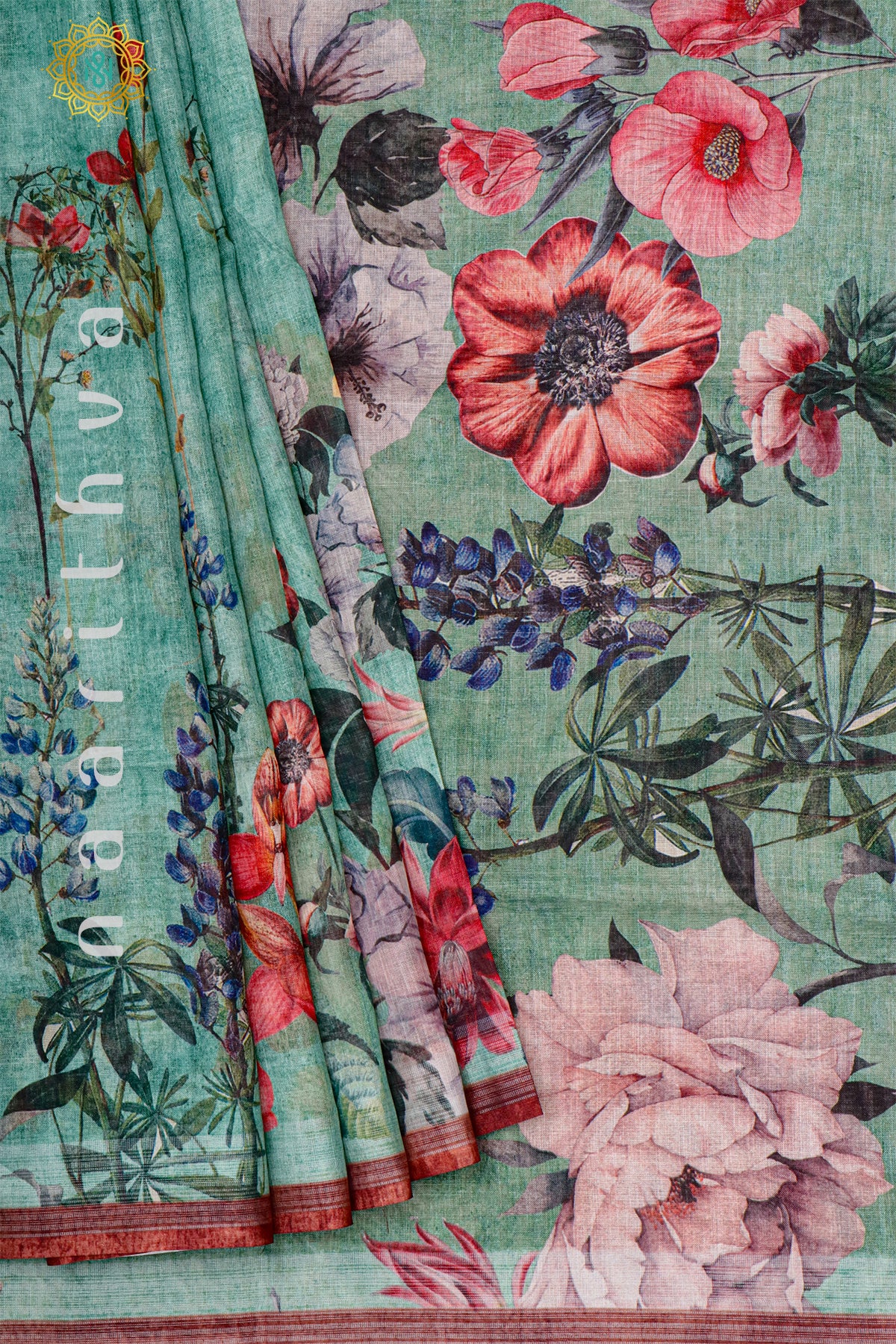 GREEN WITH BROWN - LINEN BY COTTON