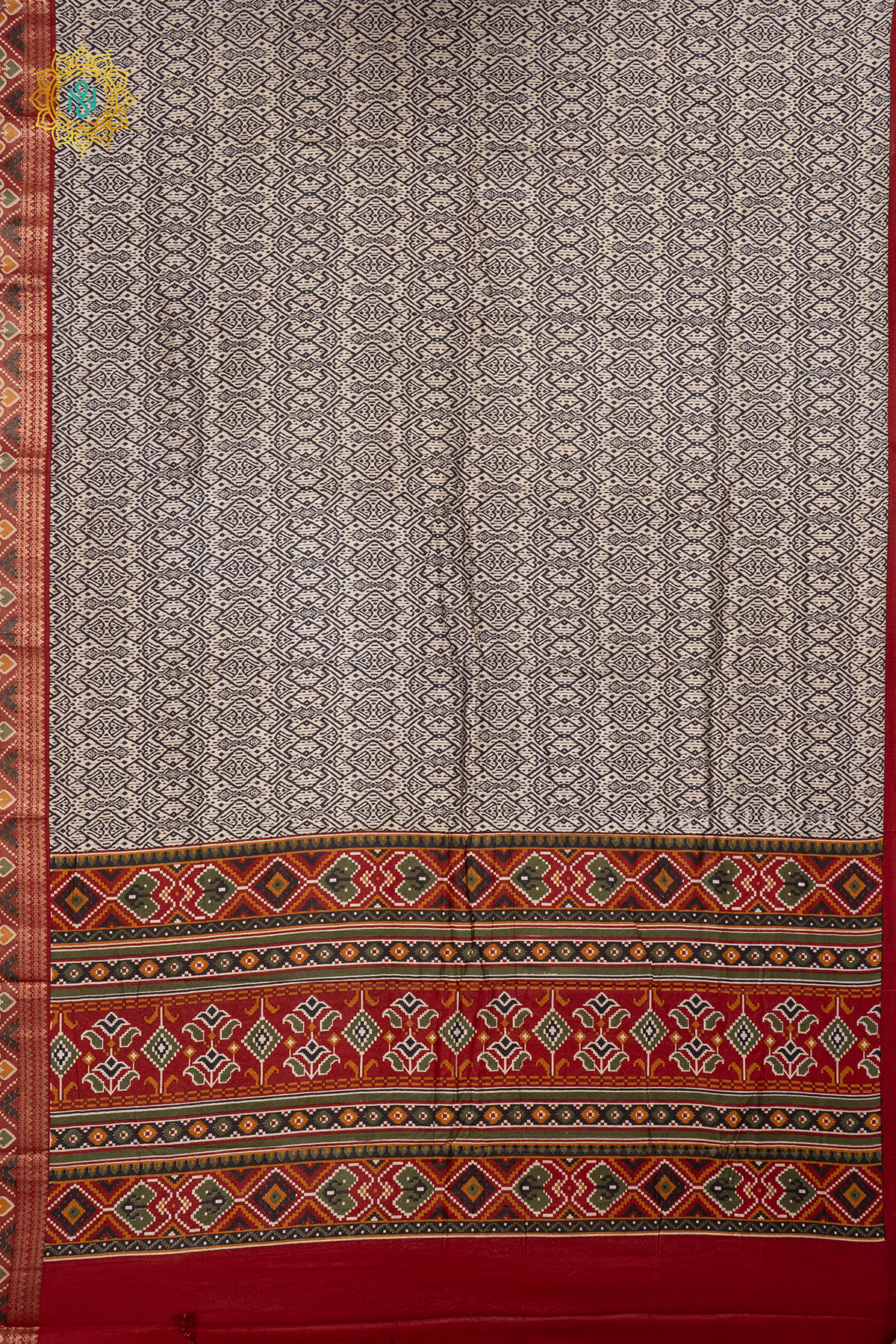 WHITE WITH RED - VISCOSE COTTON