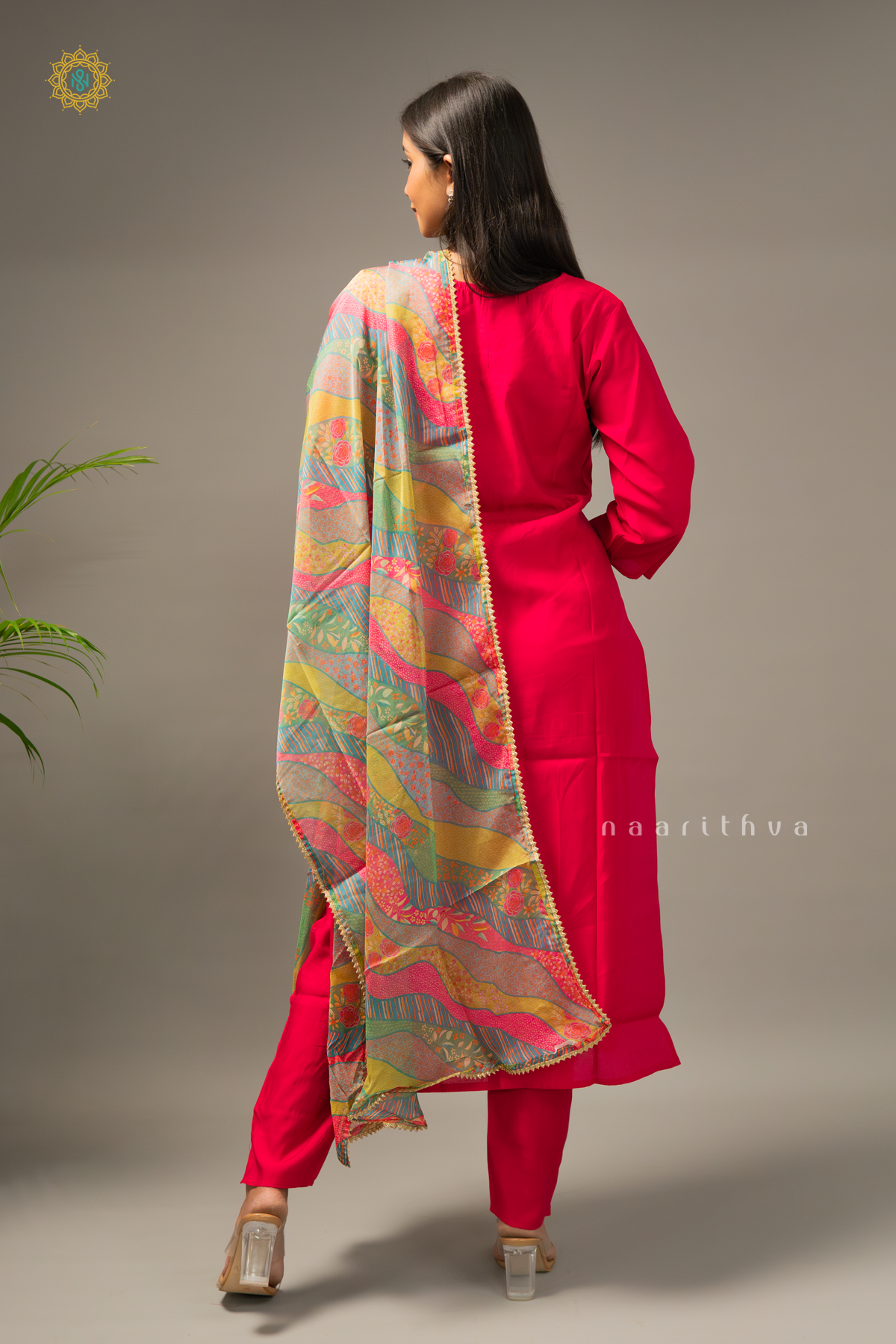 PINK - SILK 3PC SALWAR SUIT WITH TOP, BOTTOM & DUPPATA