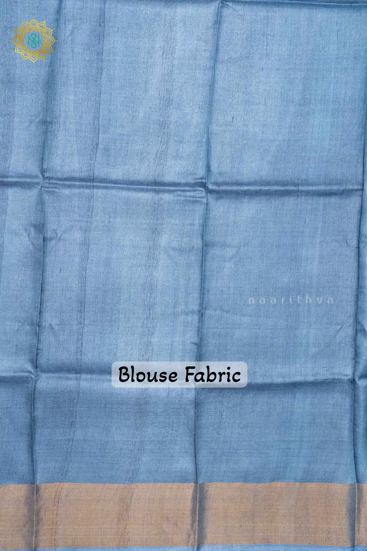AQUA BLUE - PURE TUSSAR SILK WITH HAND PAINTED
