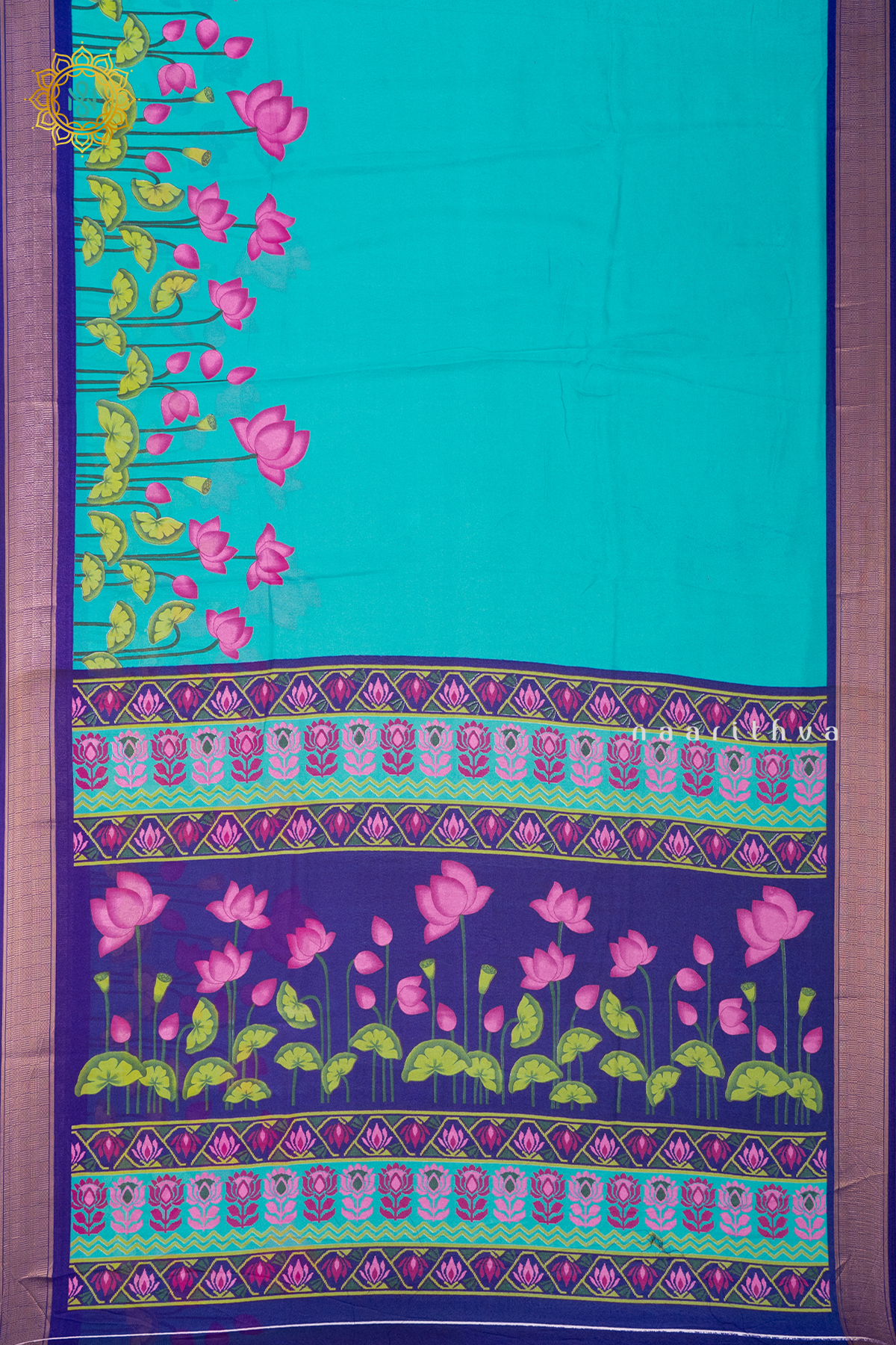 SKY BLUE WITH PURPLE - SEMI GEORGETTE