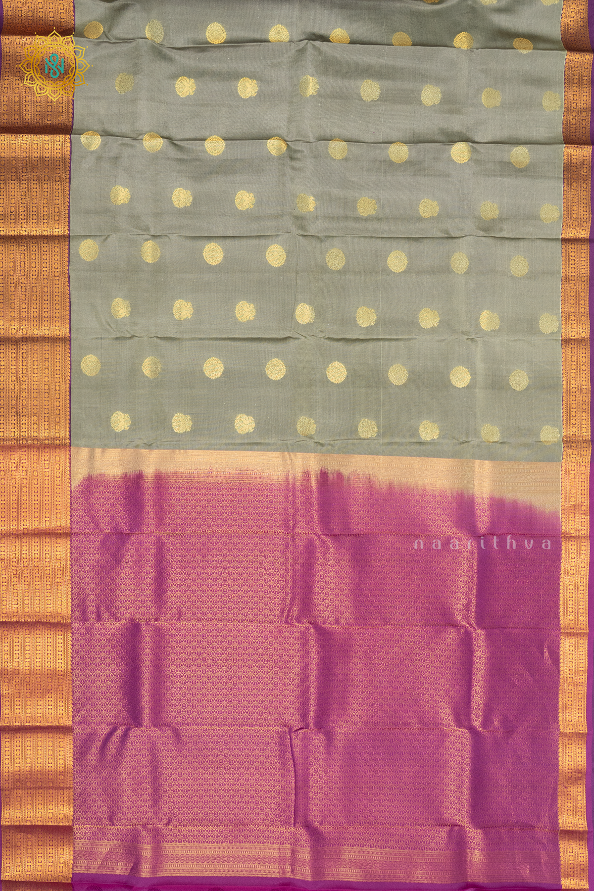 GREY WITH MAGENTA - KANJIVARAM PURE MIX