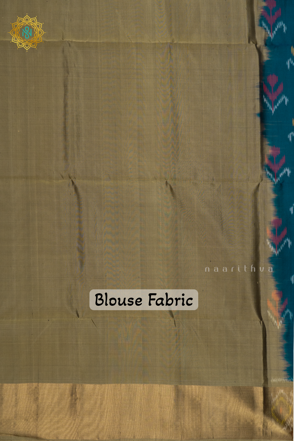 PEACOCK BLUE WITH OLIVE GREEN - PURE KANJIVARAM IKAT SOFT SILK