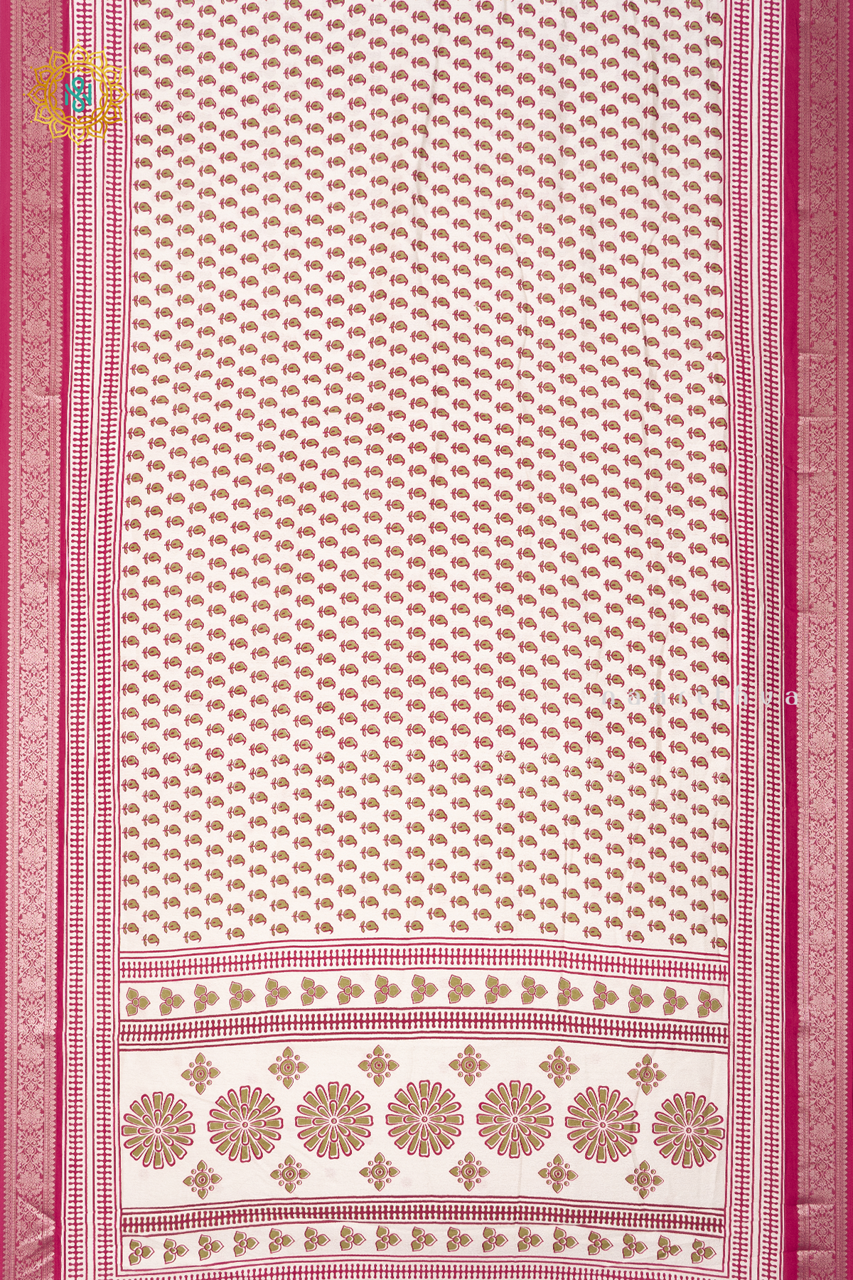 WHITE WITH PINKISH RED - SEMI GEORGETTE