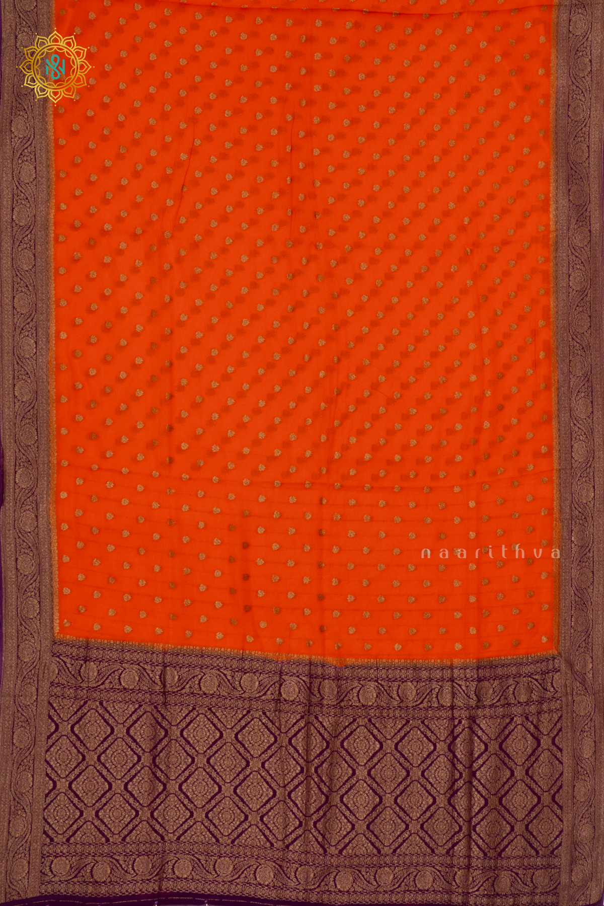 ORANGE WITH PURPLE - SEMI GEORGETTE