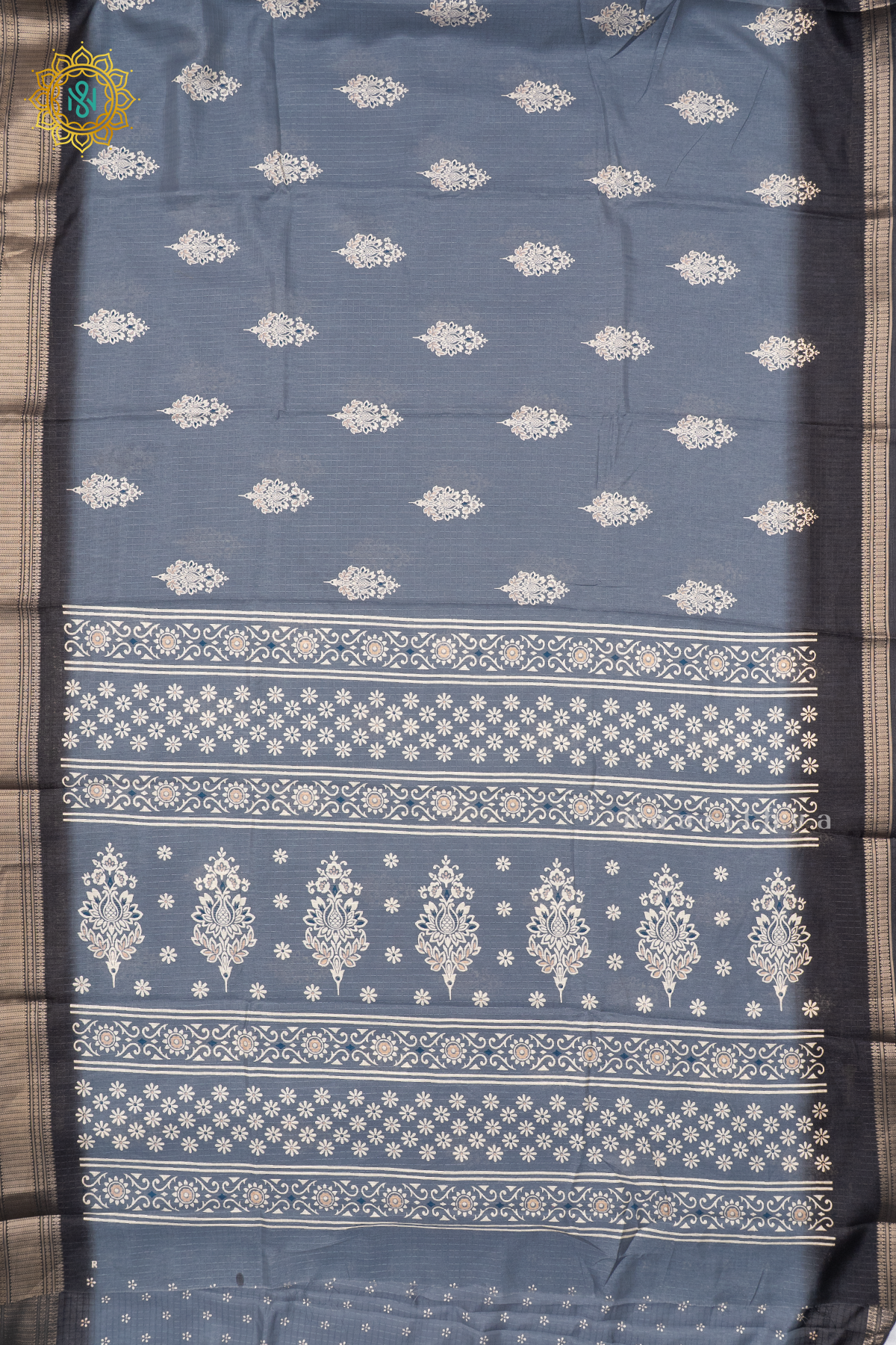 AQUA BLUE WITH BLACK - DOLA SILK