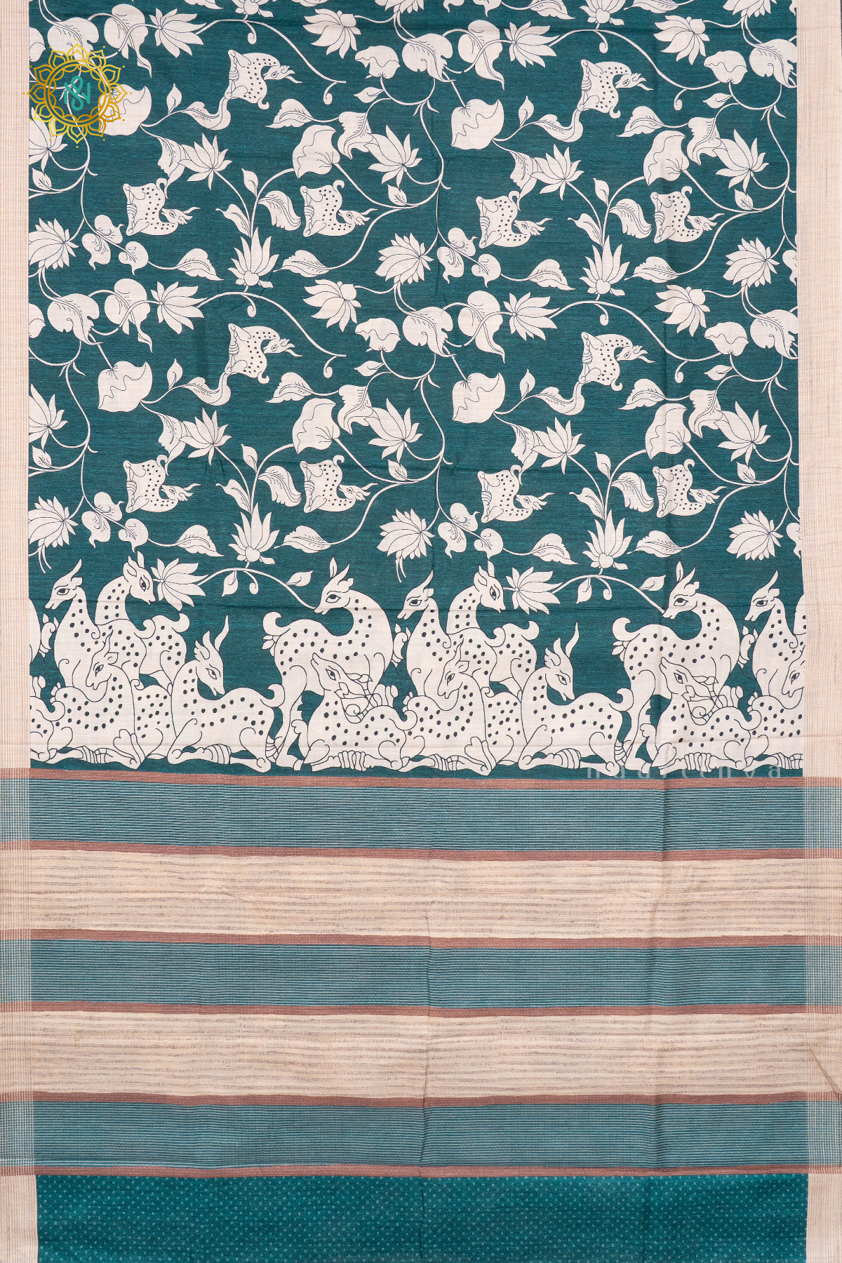 TEAL GREEN WITH OFF WHITE - KOTHA TUSSAR