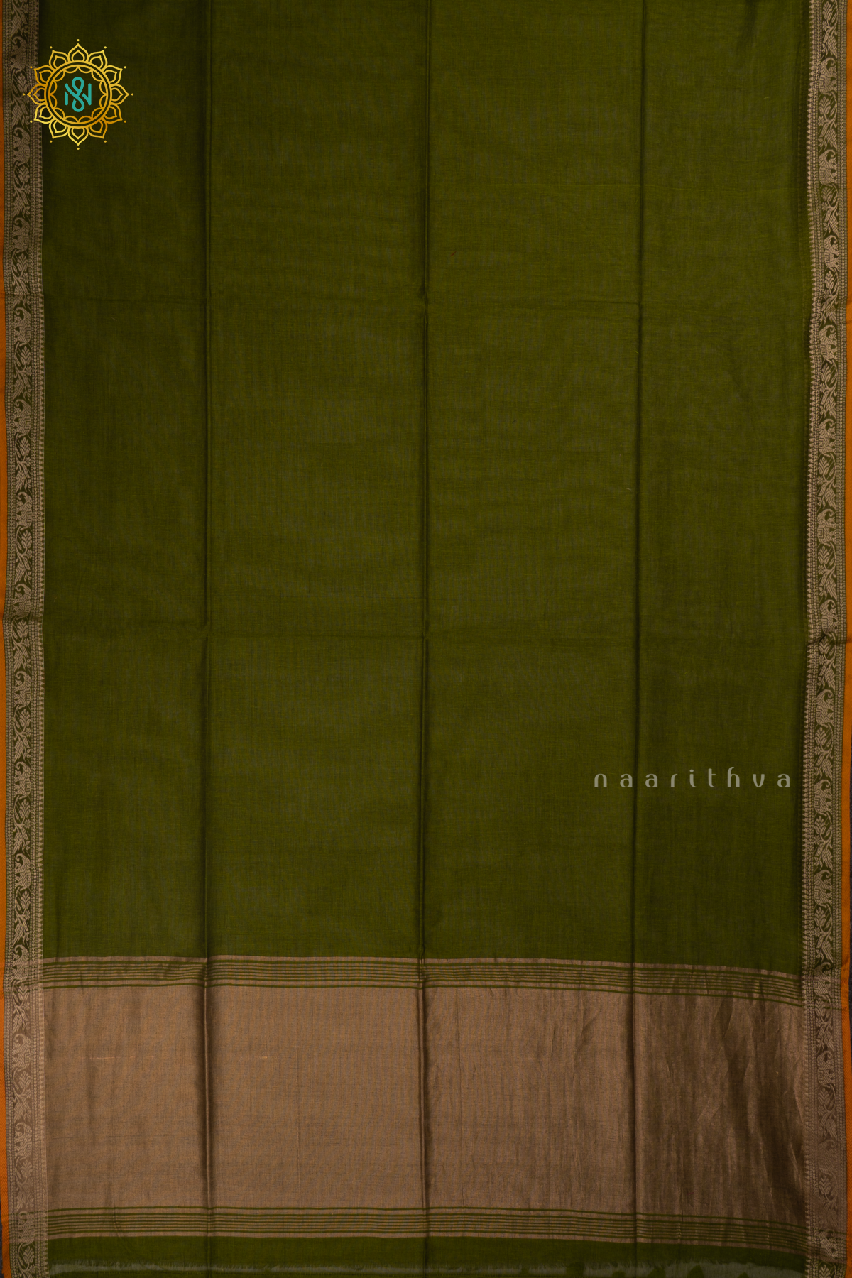 Light Green Mul Cotton Saree with Plain Body and Thread Woven Border