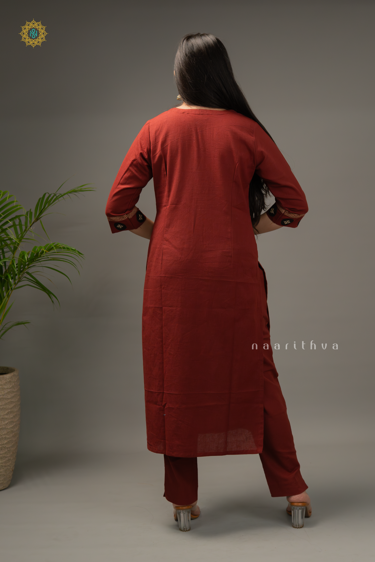 MAROON - COTTON 2PC SALWAR SUIT WITH TOP & BOTTOM