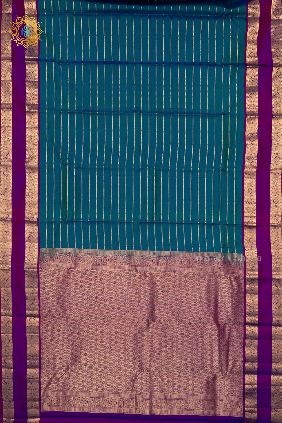 PEACOCK BLUE WITH PURPLE - PURE KANJIVARAM SILK