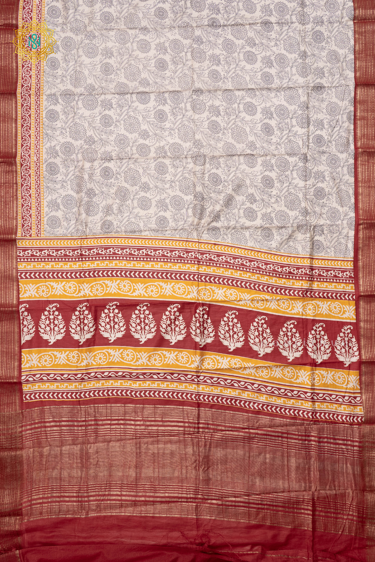 WHITE WITH RED - VISCOSE COTTON