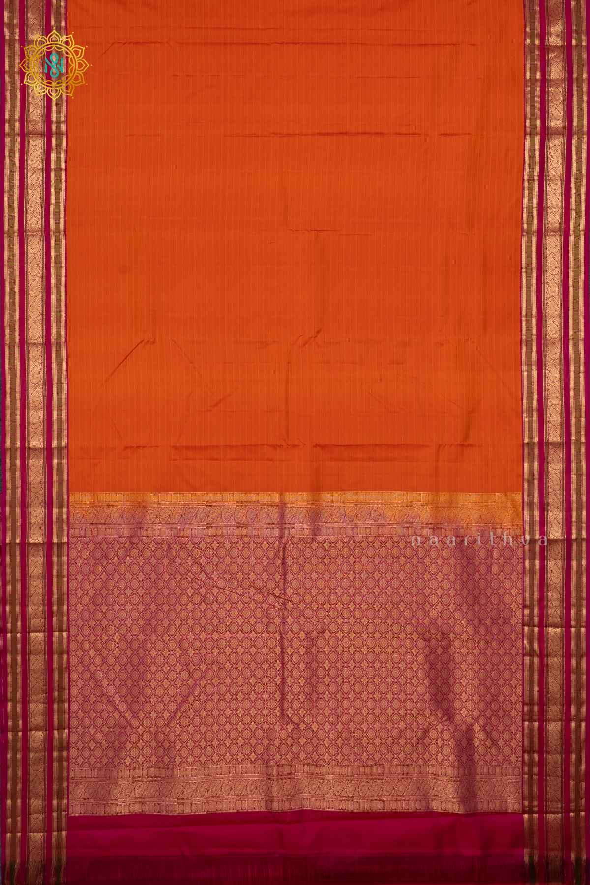 DUAL SHADE OF ORANGE WITH PINK - PURE KANJIVARAM SILK