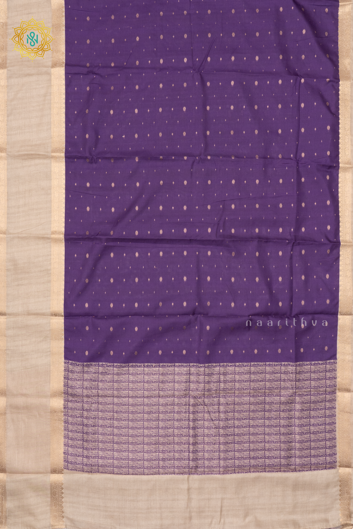 PURPLE WITH BEIGE - SEMI TUSSAR SILK