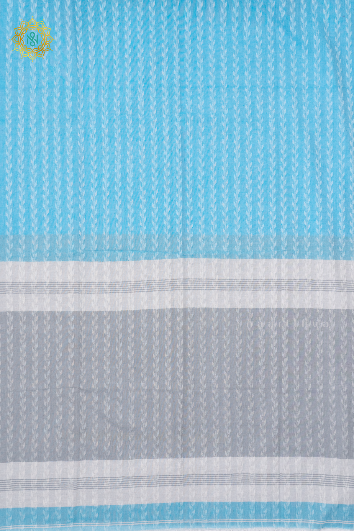 SKY BLUE WITH GREY - MUL COTTON
