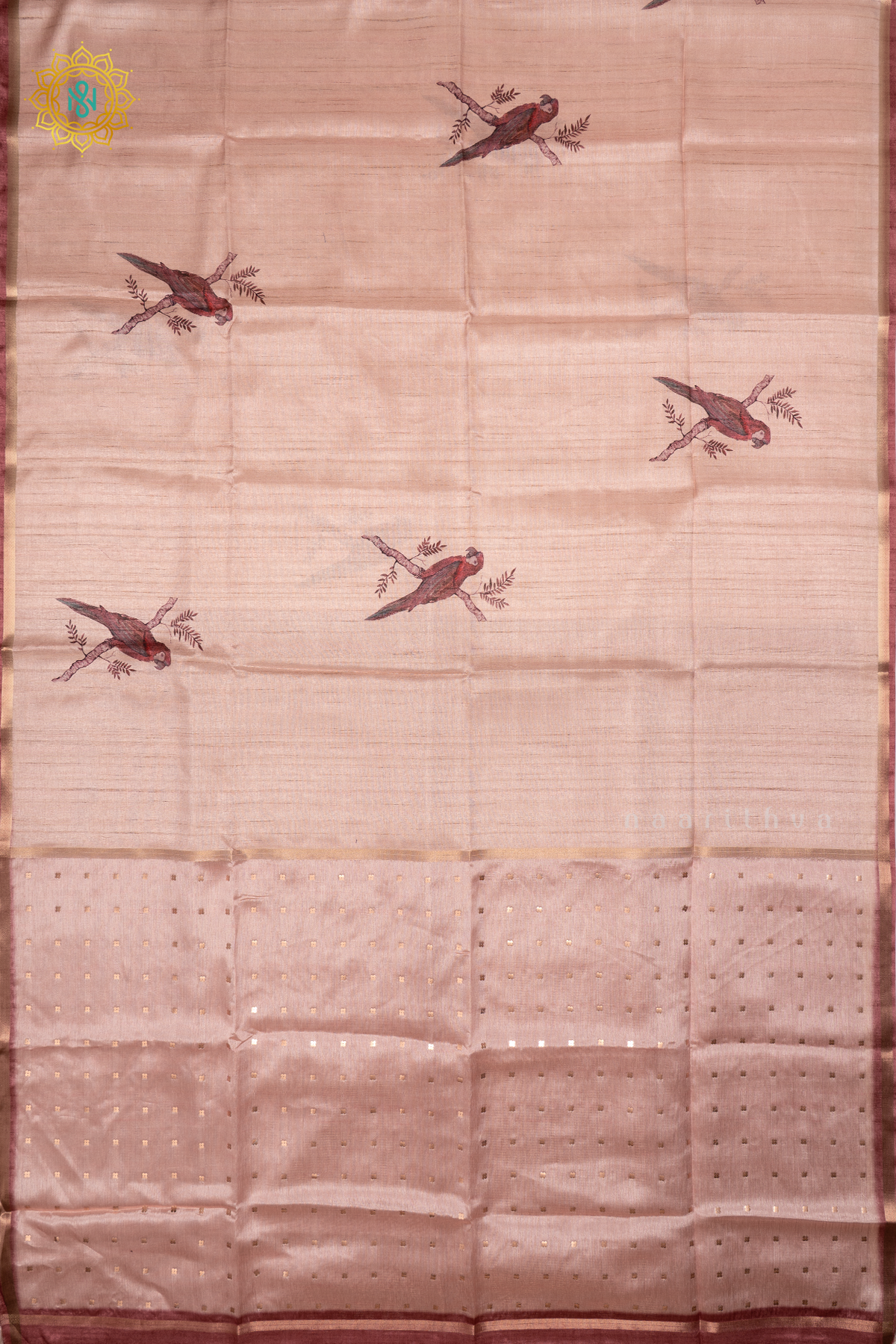 PEACH WITH DARK PEACH - SEMI TUSSAR SILK