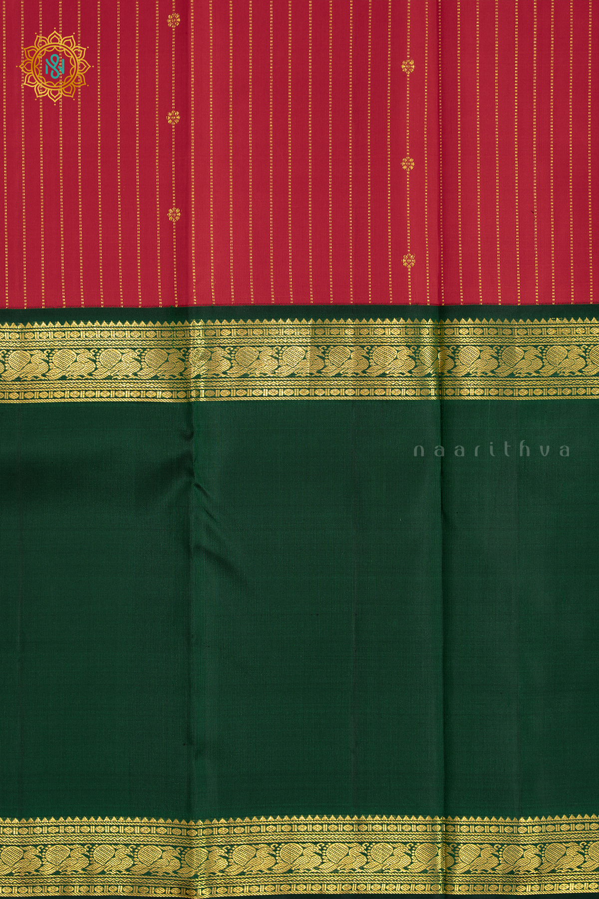 RED WITH GREEN - PURE KANJIVARAM SILK