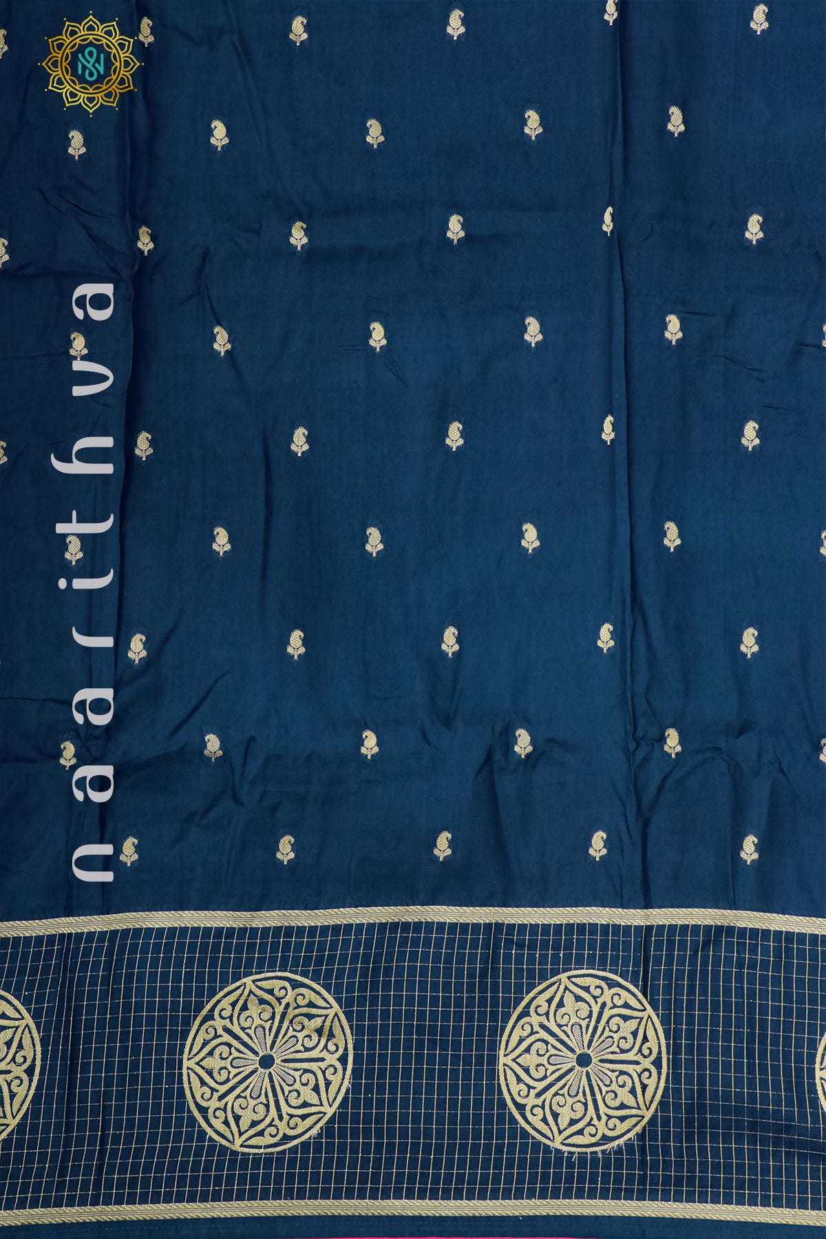 PEACOCK BLUE WITH PINK - DOLA SILK