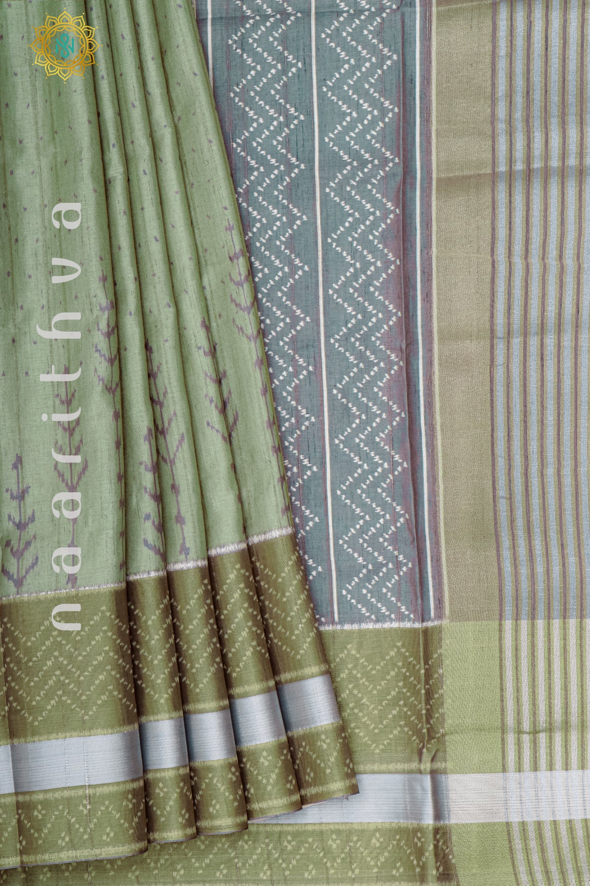 PISTA GREEN WITH GREY - KOTHA TUSSAR