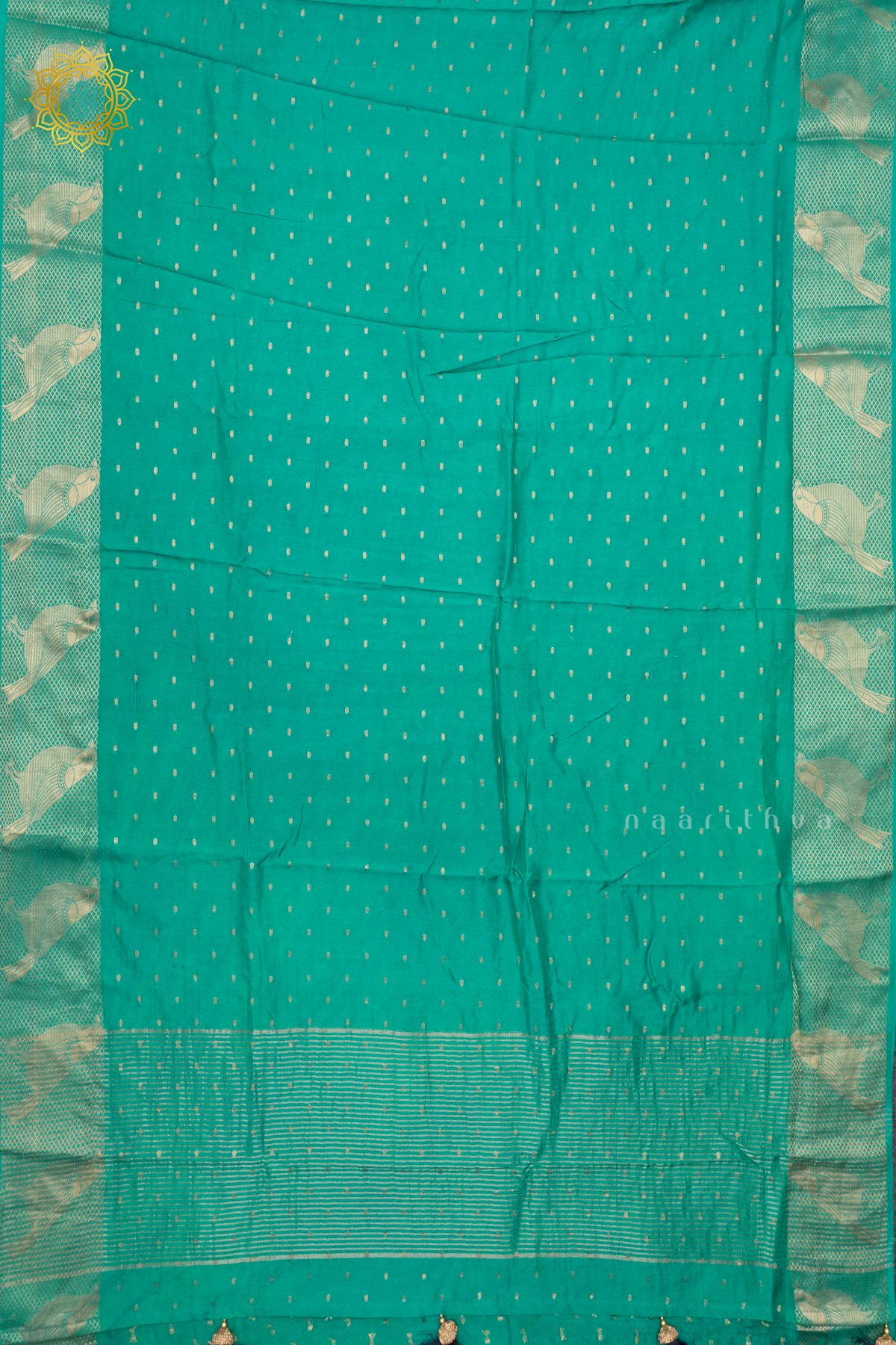 AQUA GREEN WITH NAVY BLUE - DOLA SILK