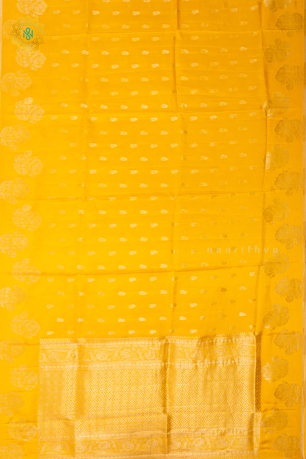 YELLOW WITH GREEN - SATIN CREPE