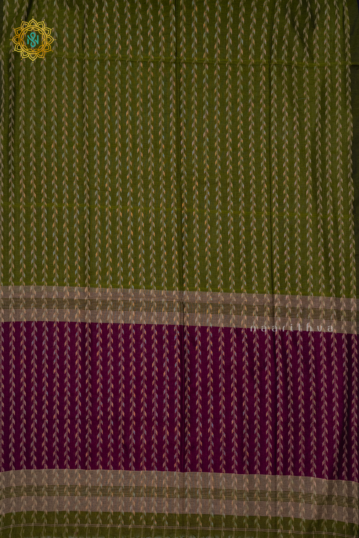 GREEN WITH MAGENTA - MUL COTTON