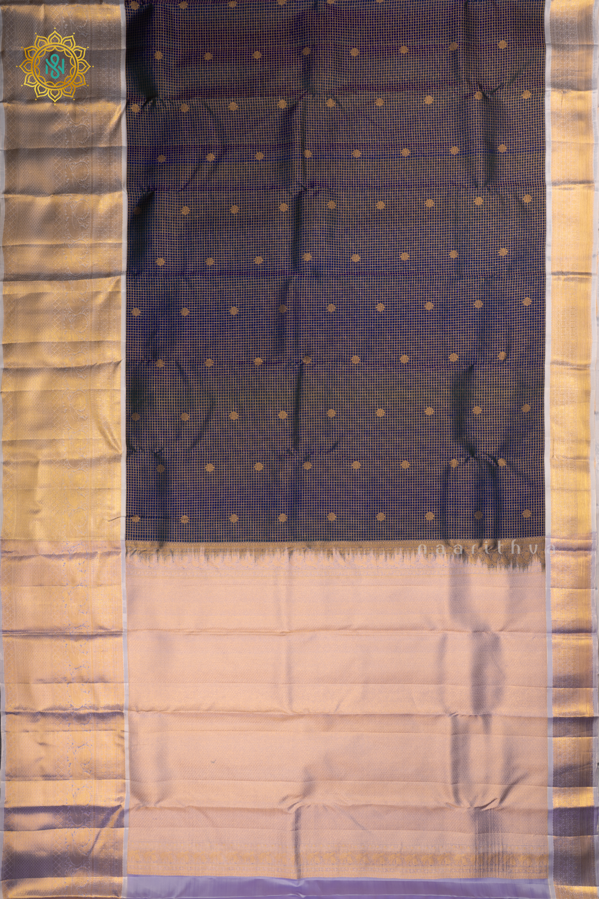 DUAL SHADE PEACOCK BLUE WITH GREY - PURE KANJIVARAM SILK
