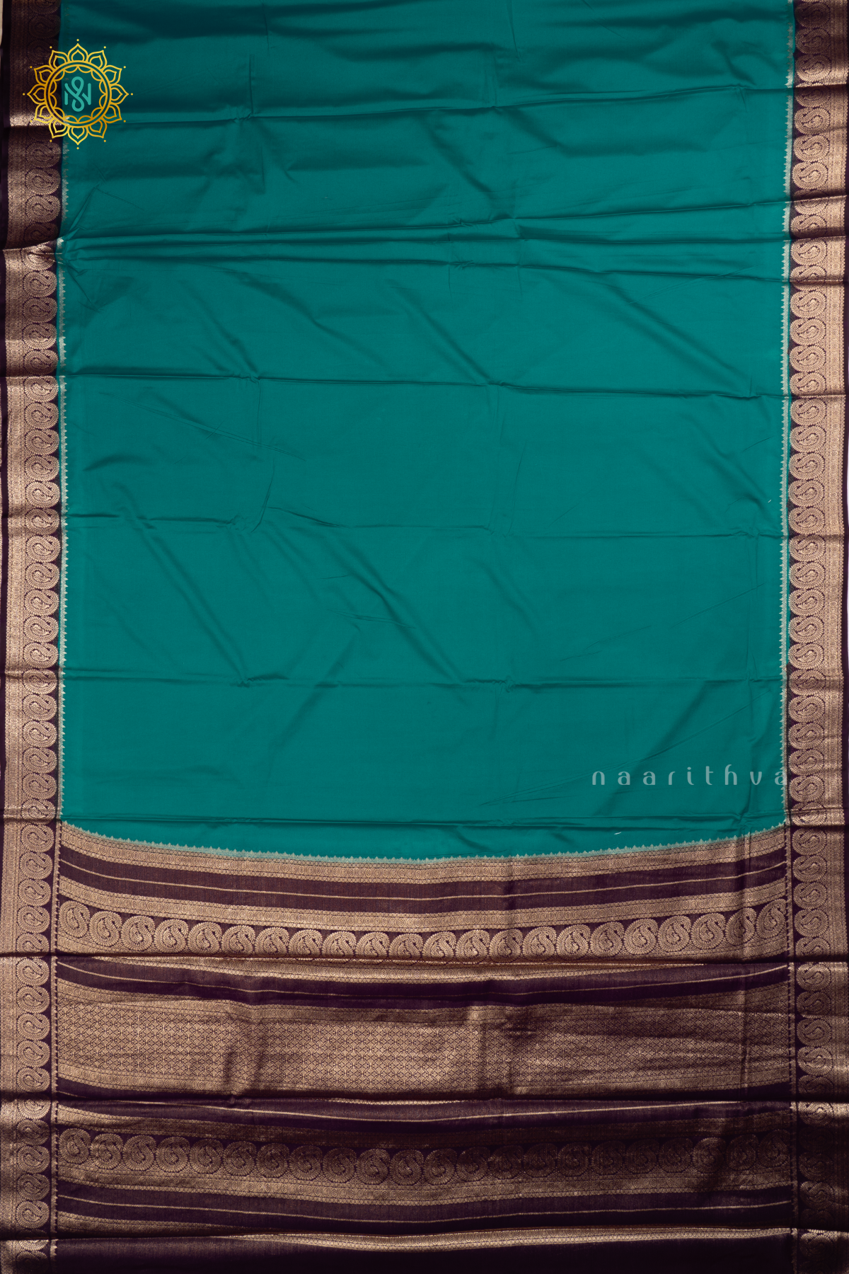 Blue With Deep Purple - Semi Mysore Crepe Saree Allover Plain Body With Contrast Mango Zari Border