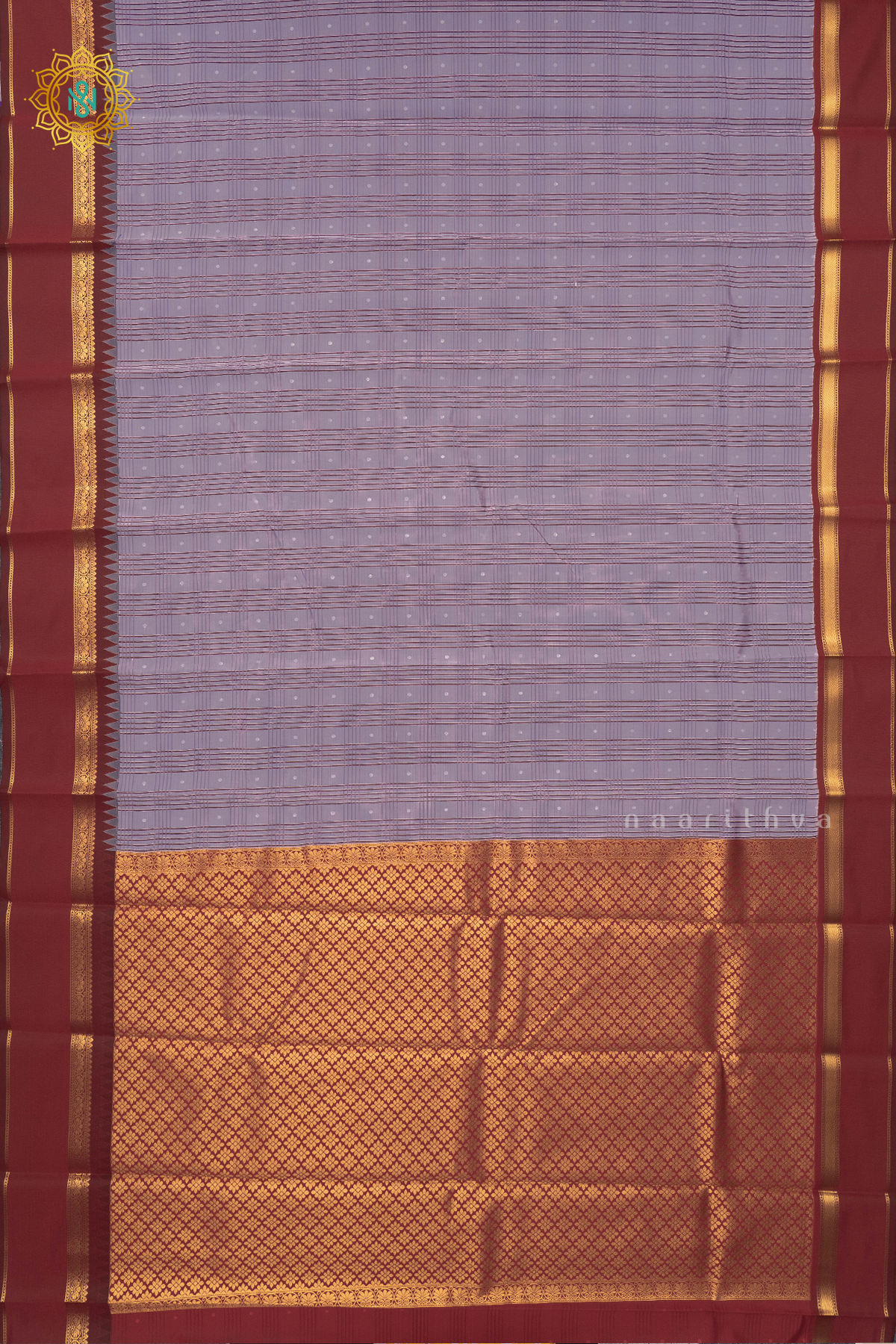 LAVENDER WITH RED - SEMI KANCHI