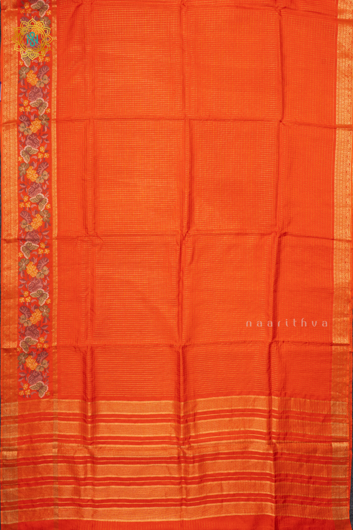 ORANGE - SEMI CREPE SILK WITH EMBROIDERY