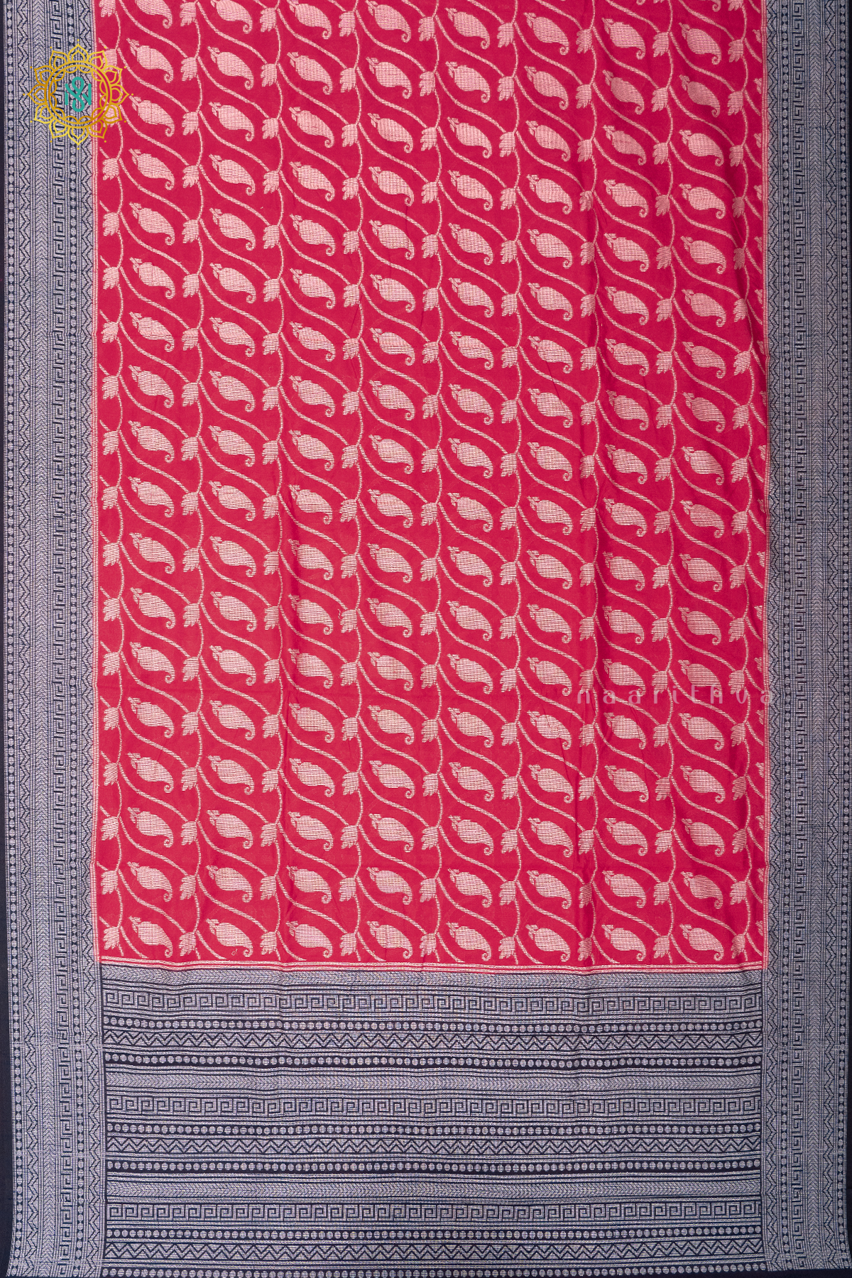 PINKISH RED WITH NAVY BLUE - JUTE COTTON