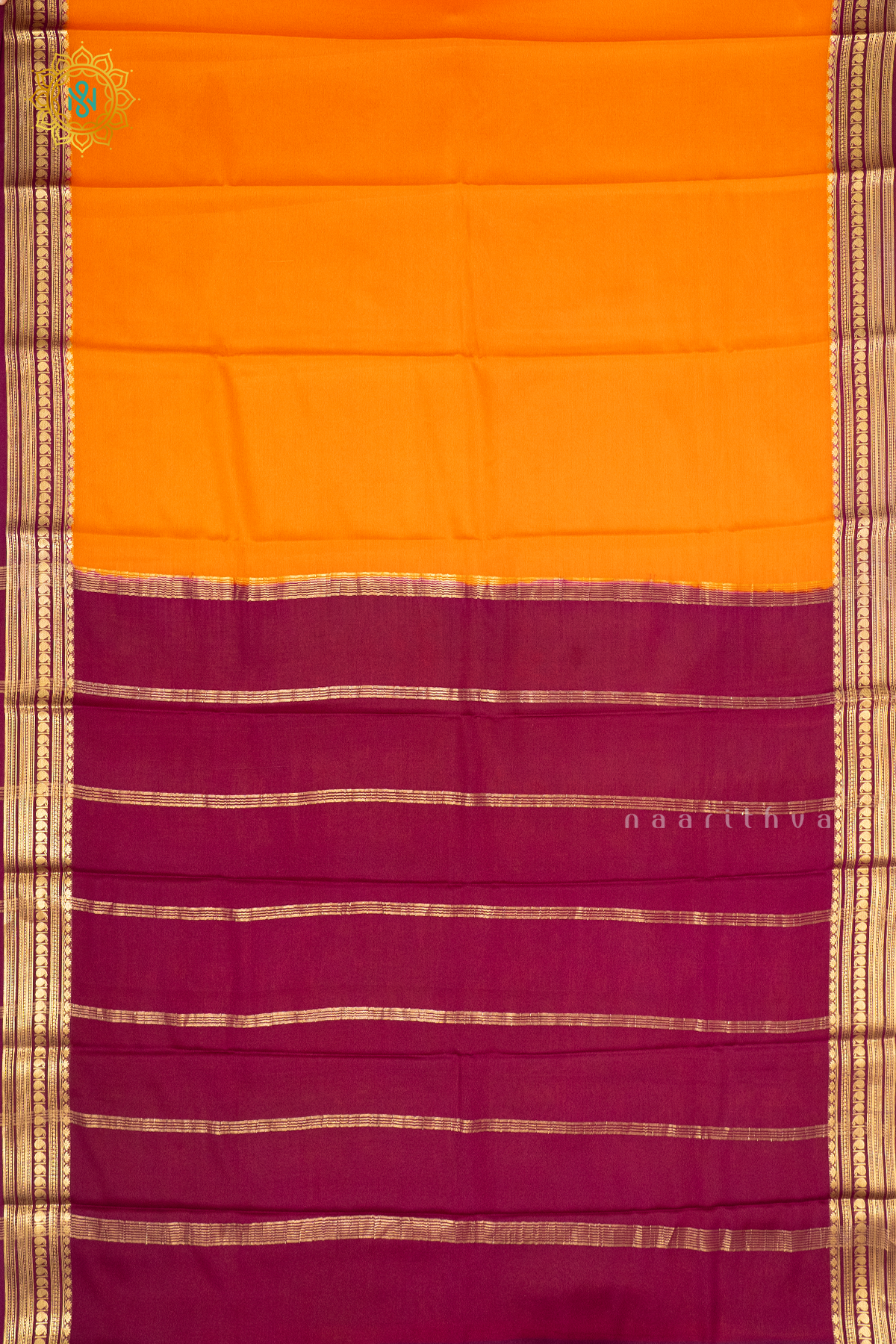 ORANGE WITH WINE - PURE MYSORE CREPE SILK