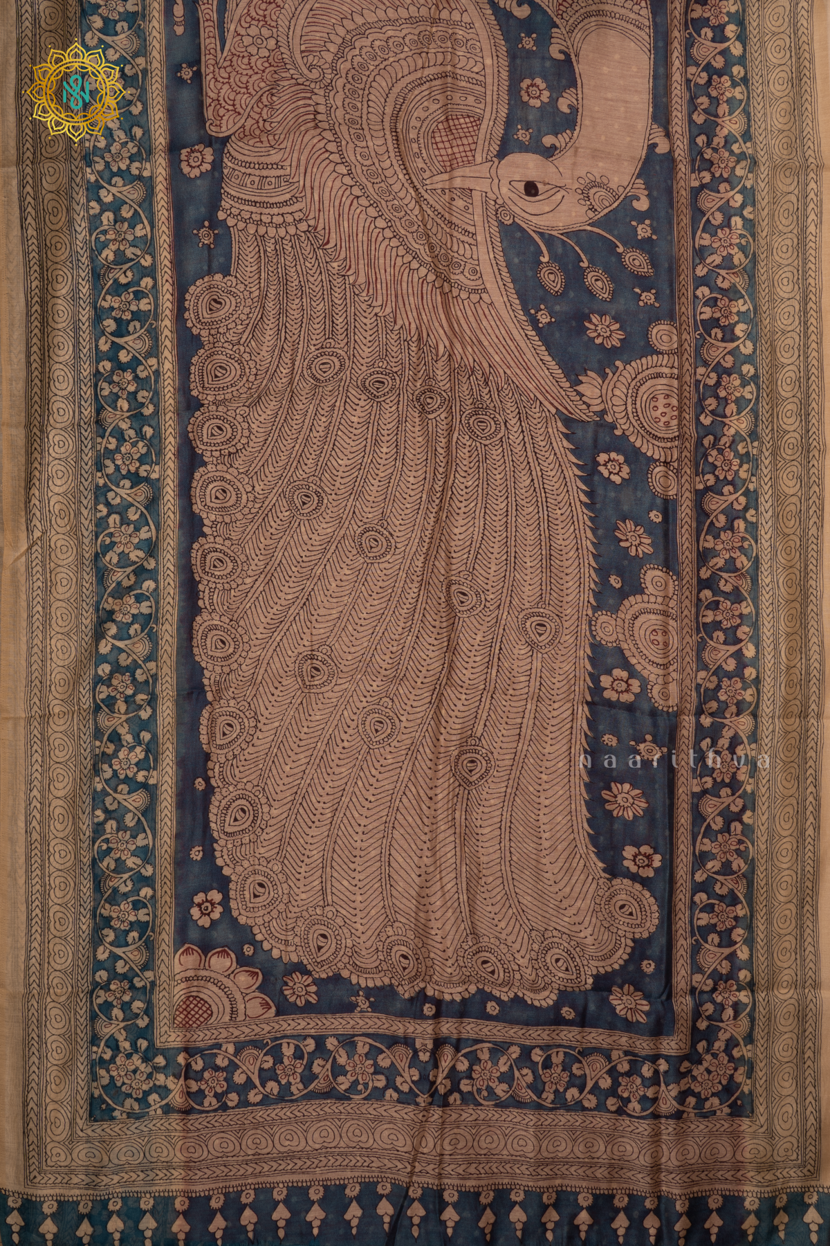 RED WITH BLUE AND OFF WHITE - LINEN BY COTTON