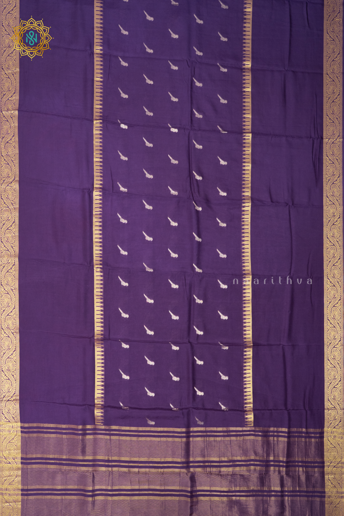 PURPLE WITH RED - SEMI CREPE SILK