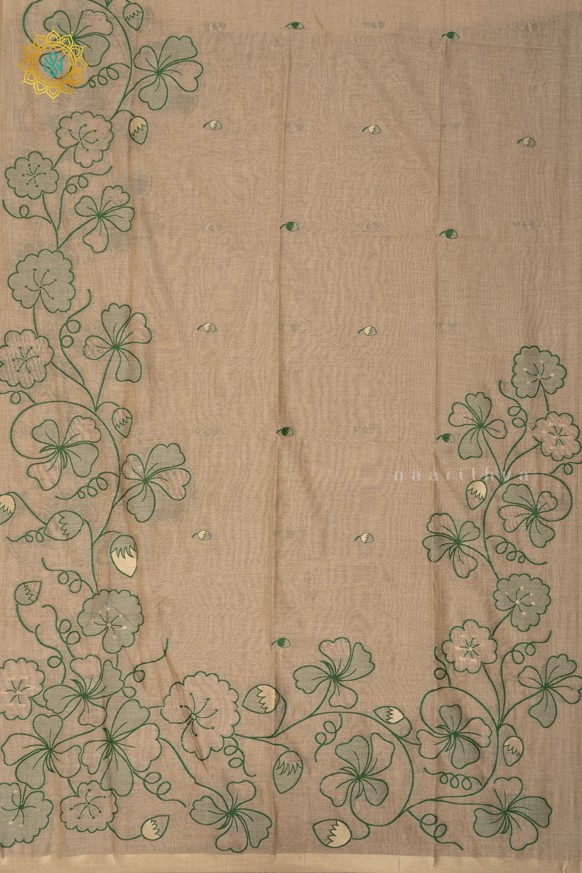 OFF WHITE WITH GREEN - MOONGA COTTON