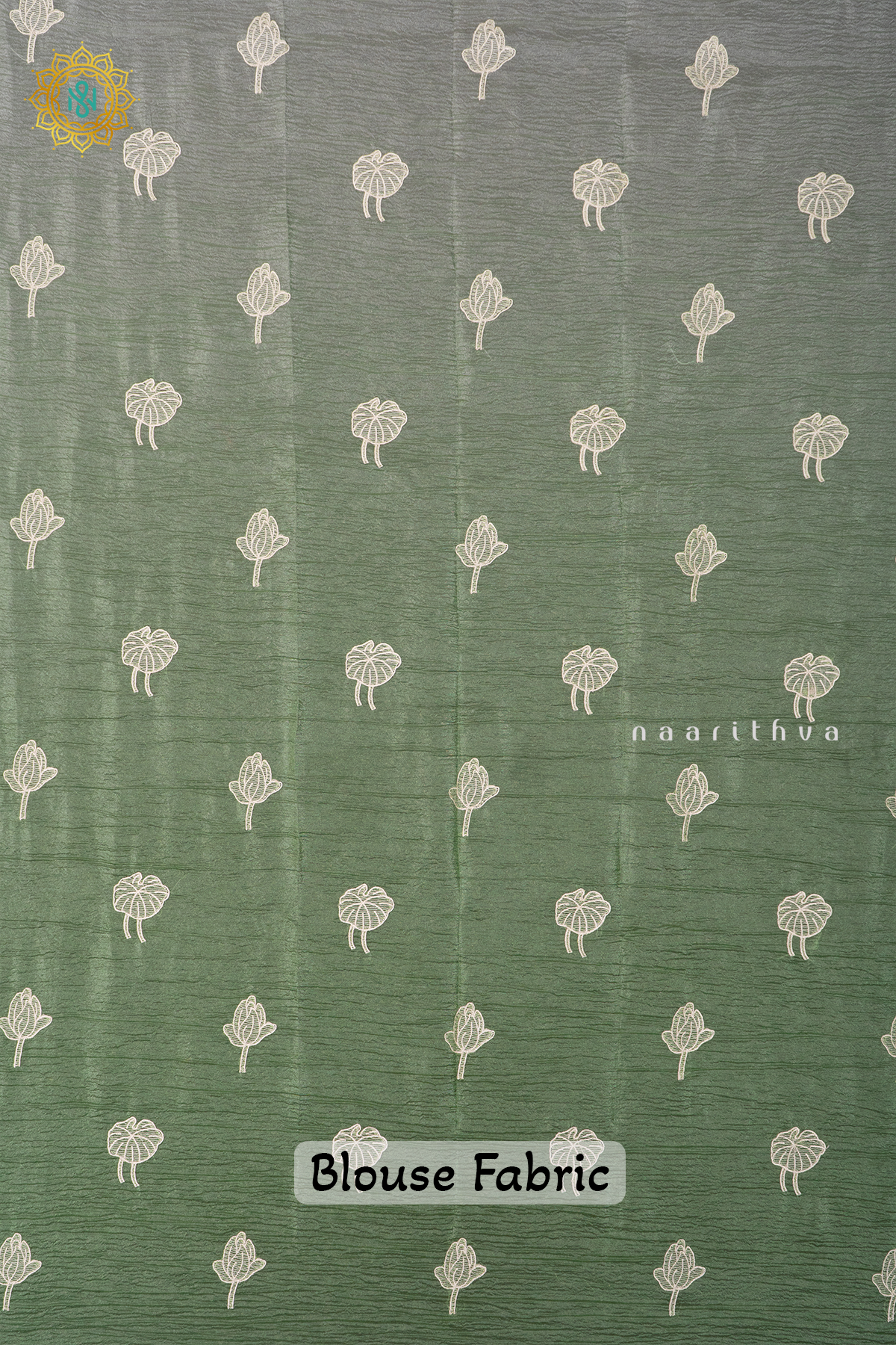 GREEN - CRUSH TISSUE WITH EMBROIDERY