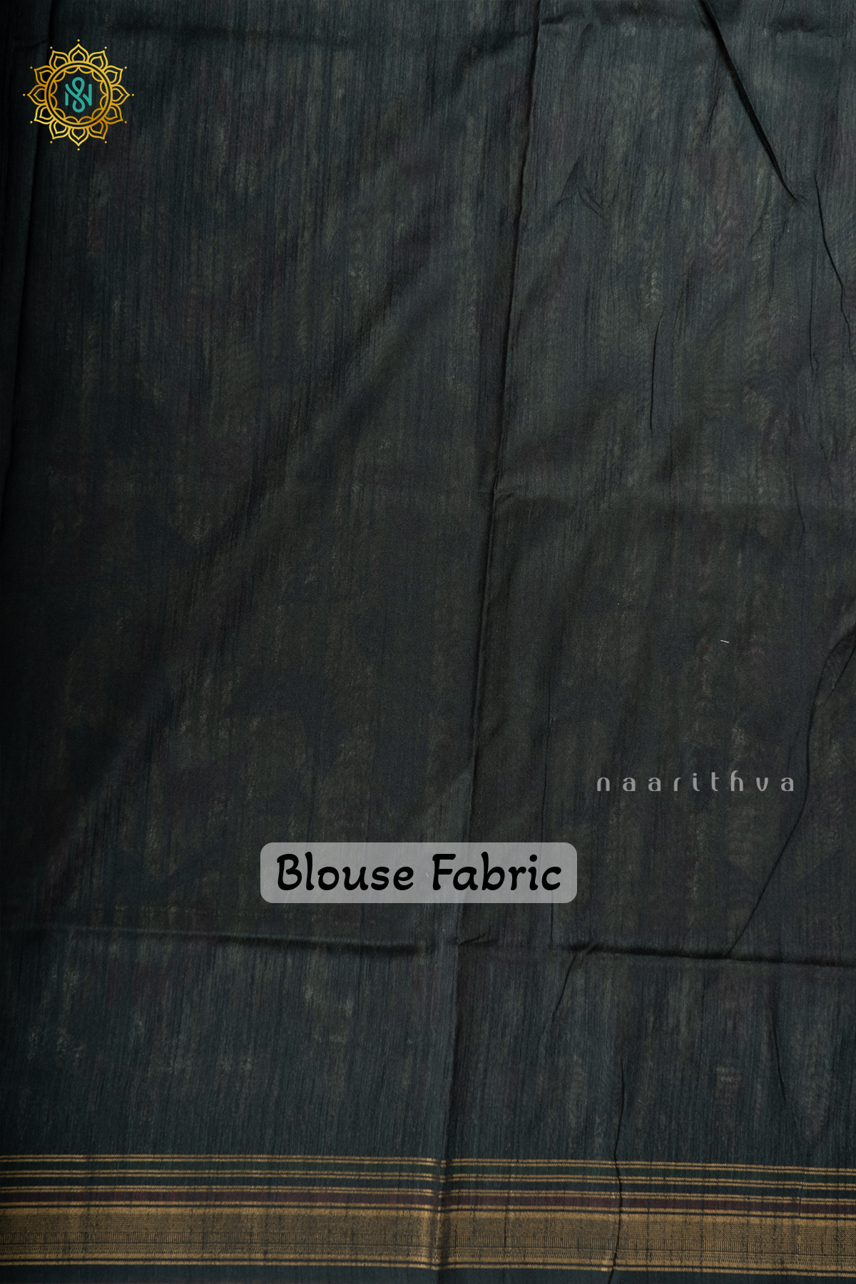 Black With Red Semi Tussar Silk With Printed Body With Zari Border & Pallu