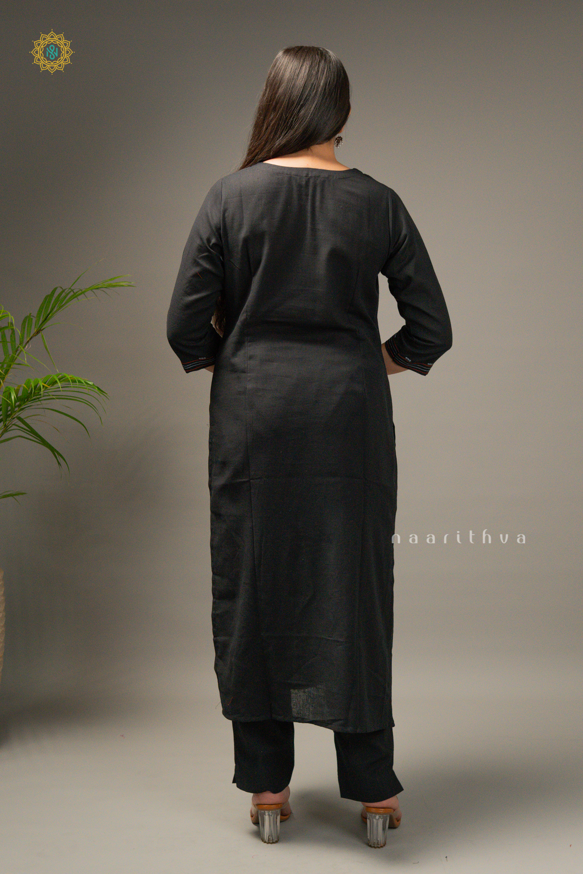 BLACK - COTTON 2PC SALWAR SUIT WITH TOP & BOTTOM