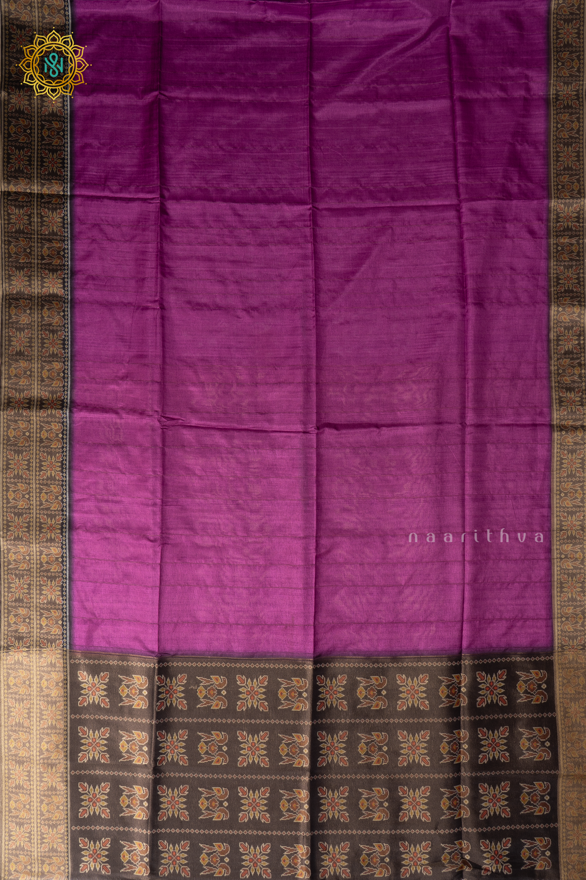 PINKISH LAVENDER WITH BLACK - SEMI TUSSAR SILK