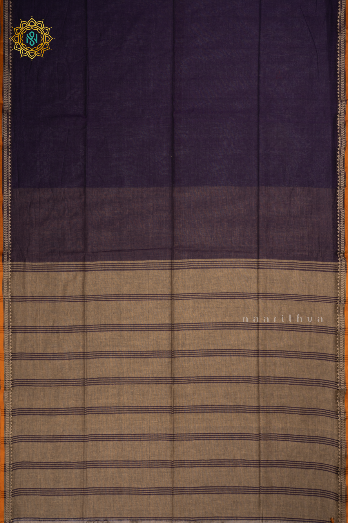 Purple With Beige Mul Cotton Plain Body With Thread Woven Border