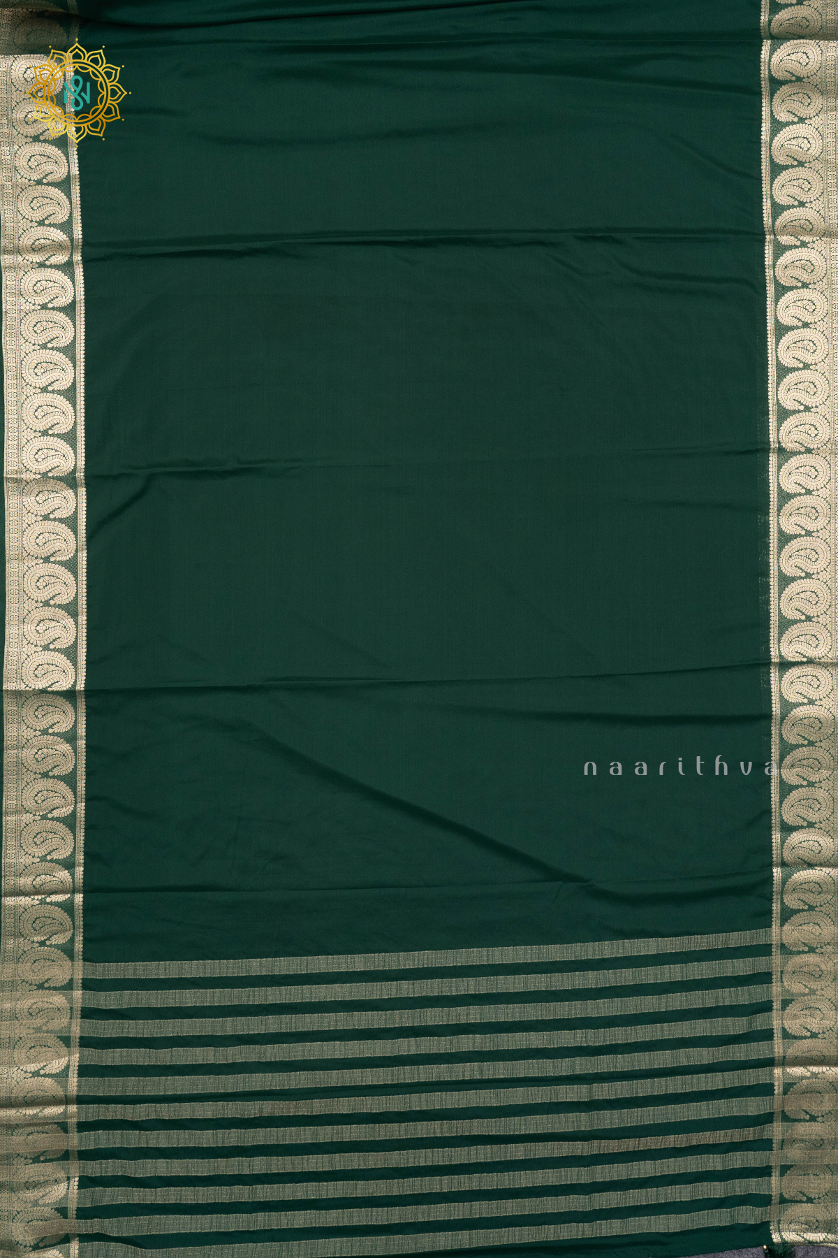 BOTTLE GREEN - SEMI MYSORE CREPE SILK