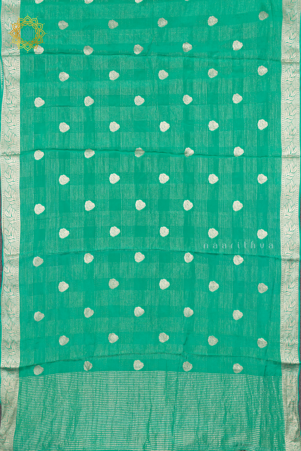 AQUA GREEN WITH NAVY BLUE - DOLA SILK