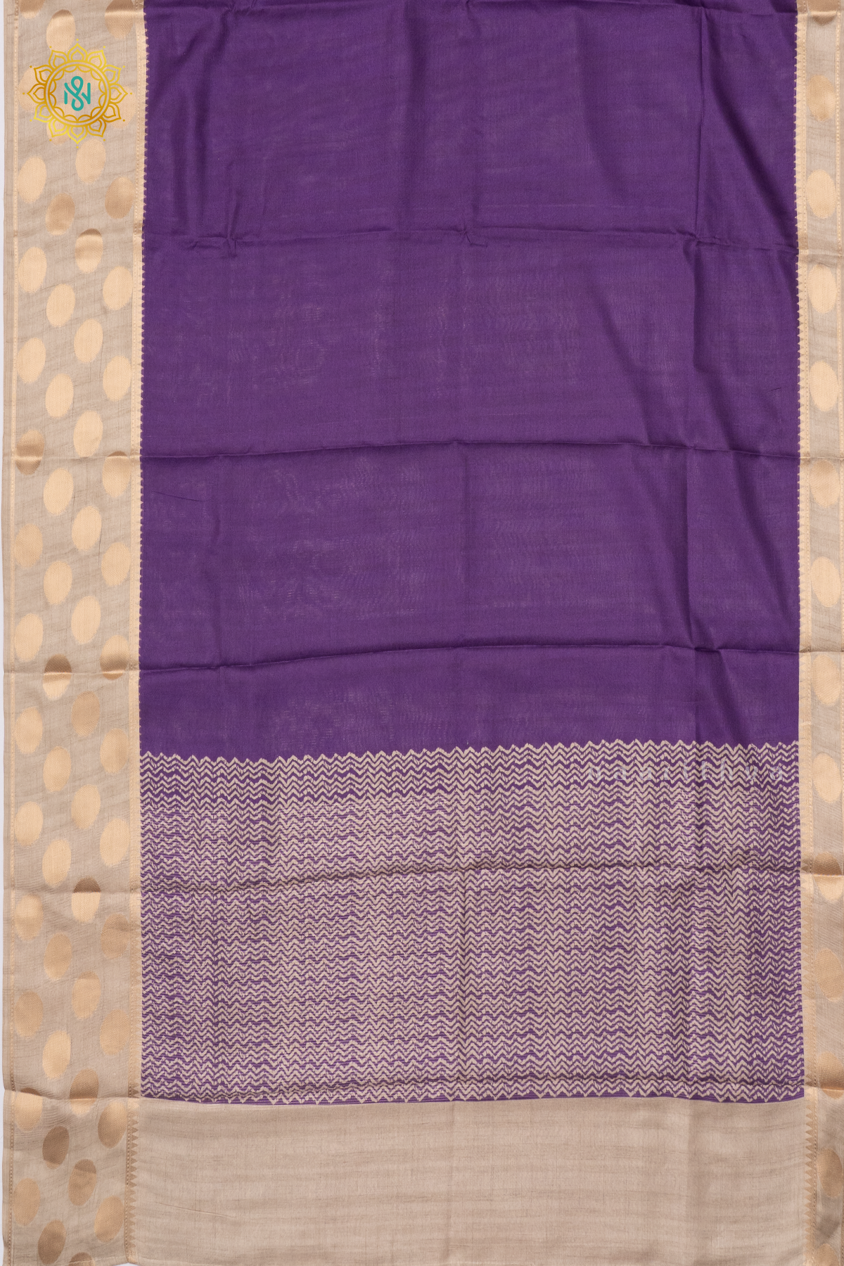 PURPLE WITH BEIGE - SEMI TUSSAR SILK