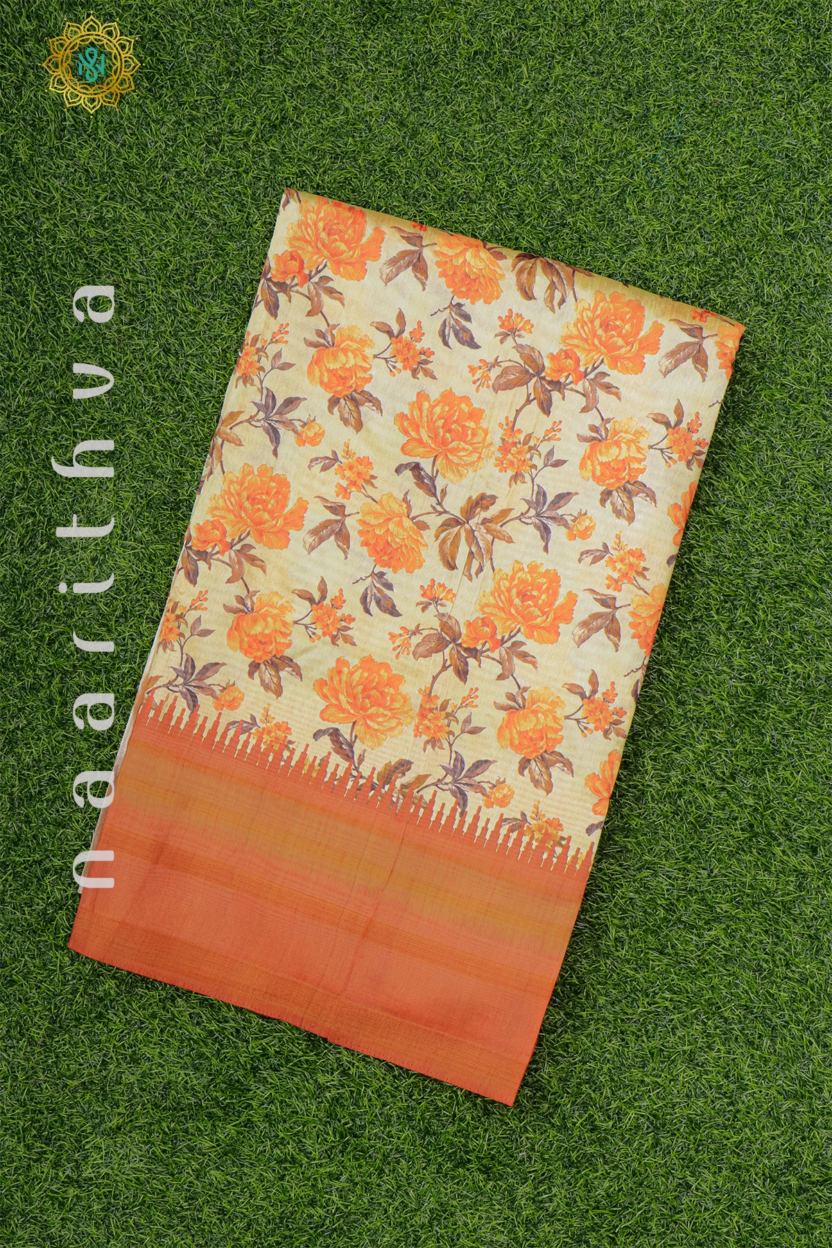 OFF WHITE WITH ORANGE - SEMI TUSSAR