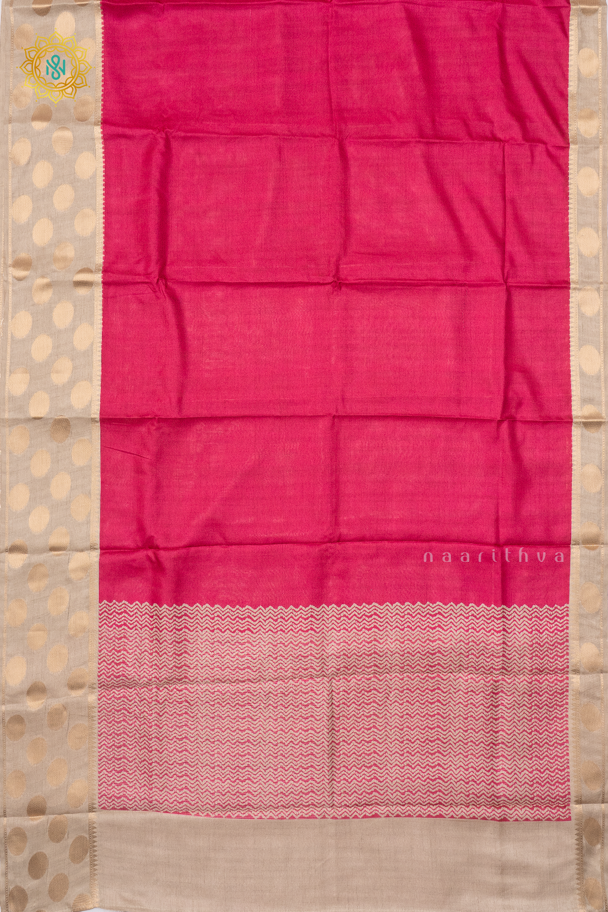PINK WITH BEIGE - SEMI TUSSAR SILK