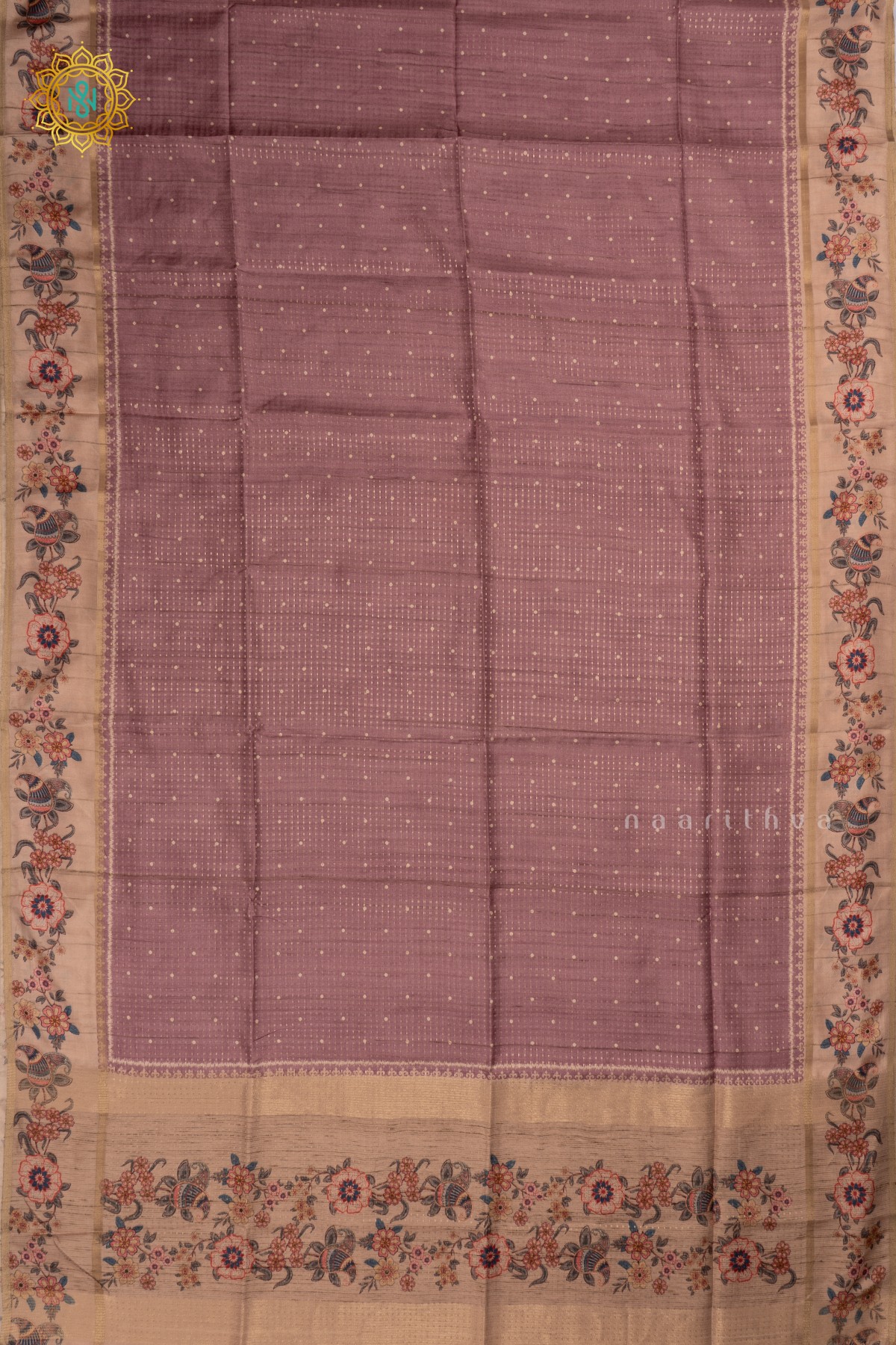 ROUGE PINK WITH BEIGE - SEMI TUSSAR SILK