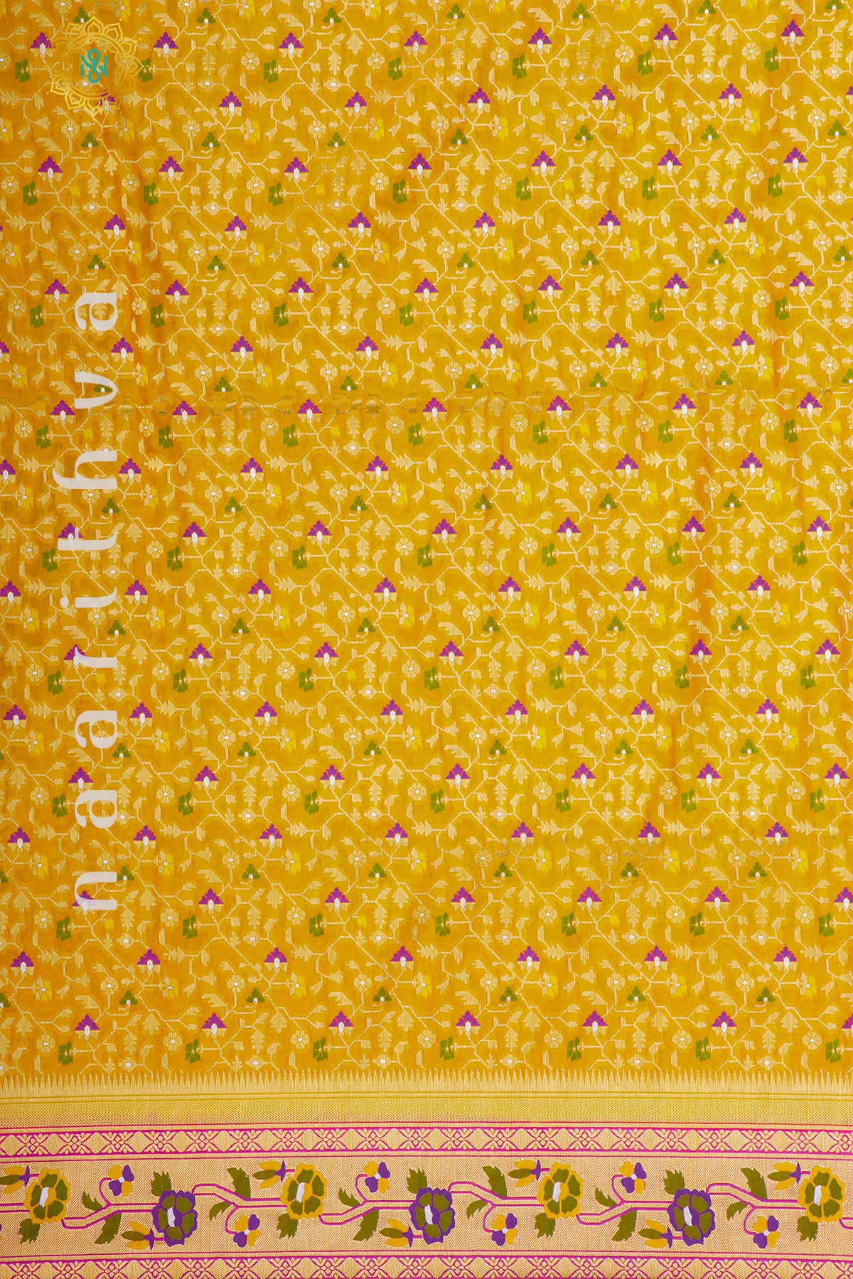 YELLOW WITH PINK - SEMI CREPE GEORGETTE