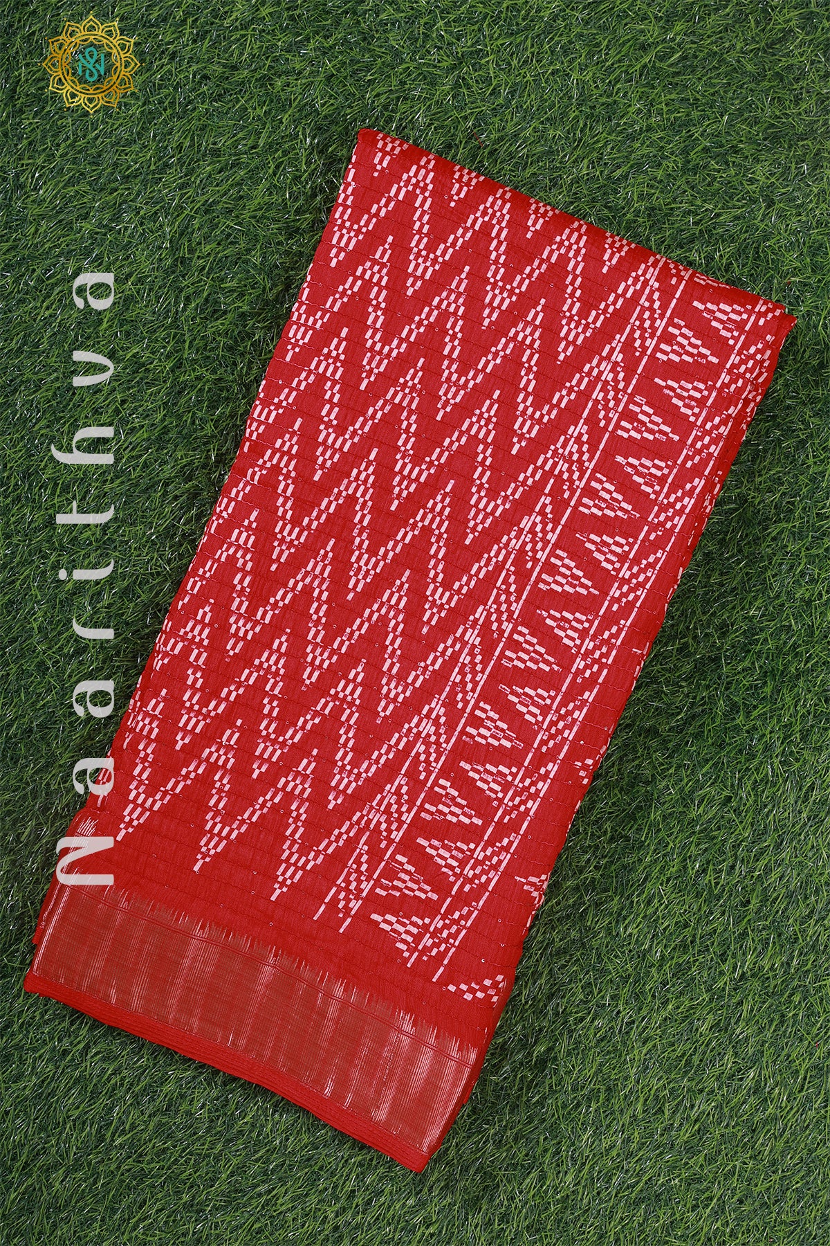 RED - DOLA SILK WITH SEQUINS WORK