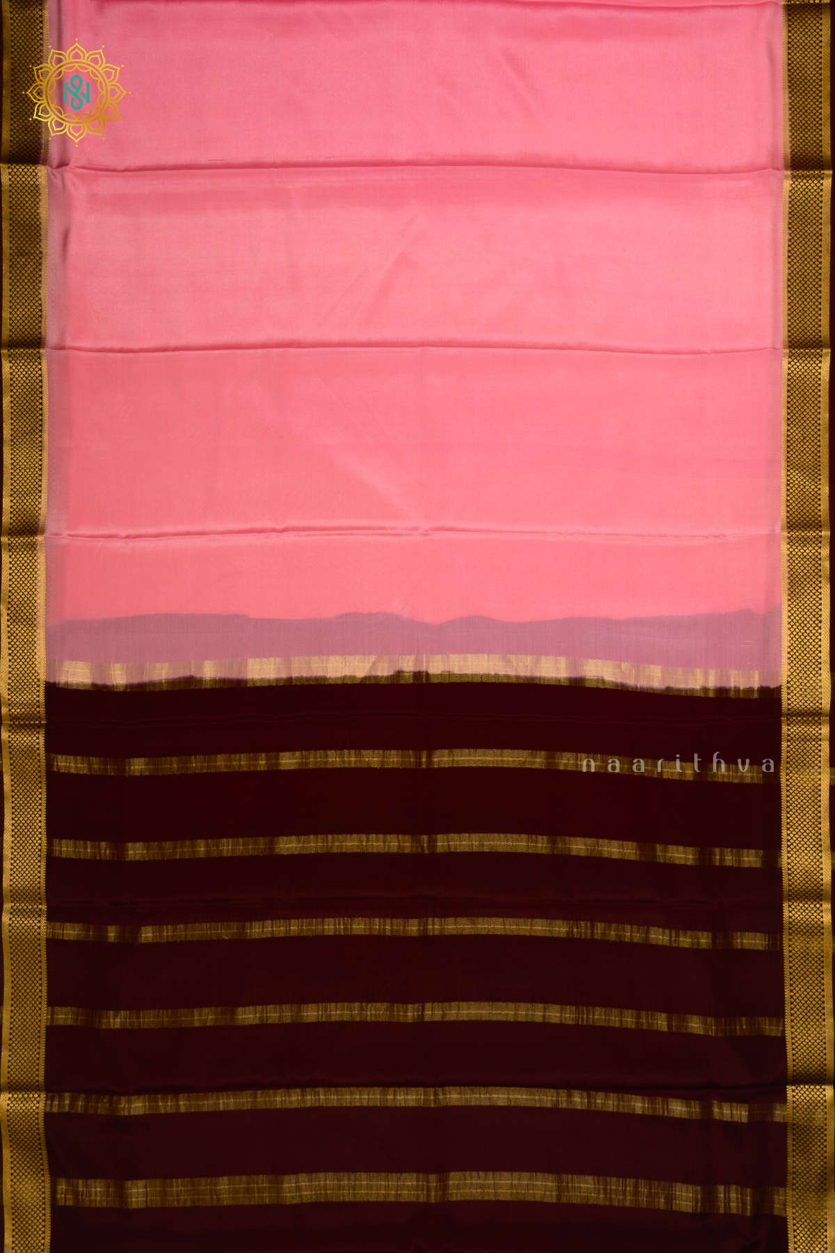 LIGHT PINK WITH PURPLE - PURE MYSORE CREPE SILK SAREE