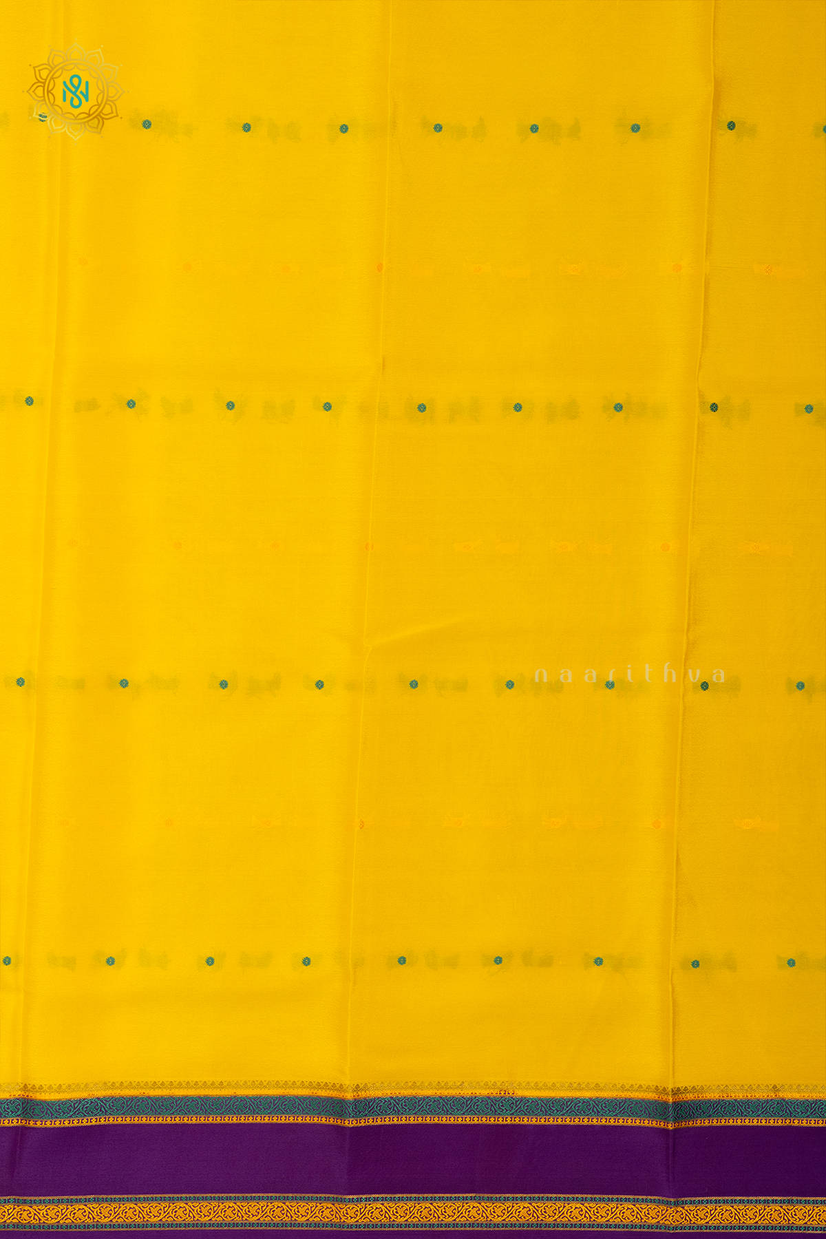 LIGHT YELLOW WITH PURPLE - PURE MYSORE CREPE SILK