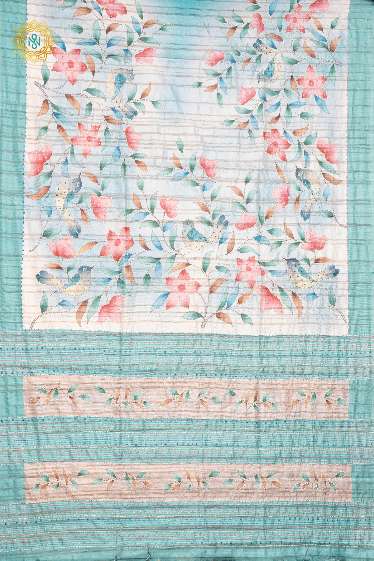 AQUA BLUE - KOTHA TUSSAR WITH KATHA WORK
